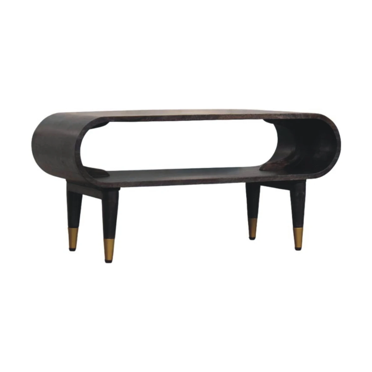 Artisan Furniture Artisan Curved Media Console 1 Slot Brass Accents For Living Room Storage And Display - TV Unit