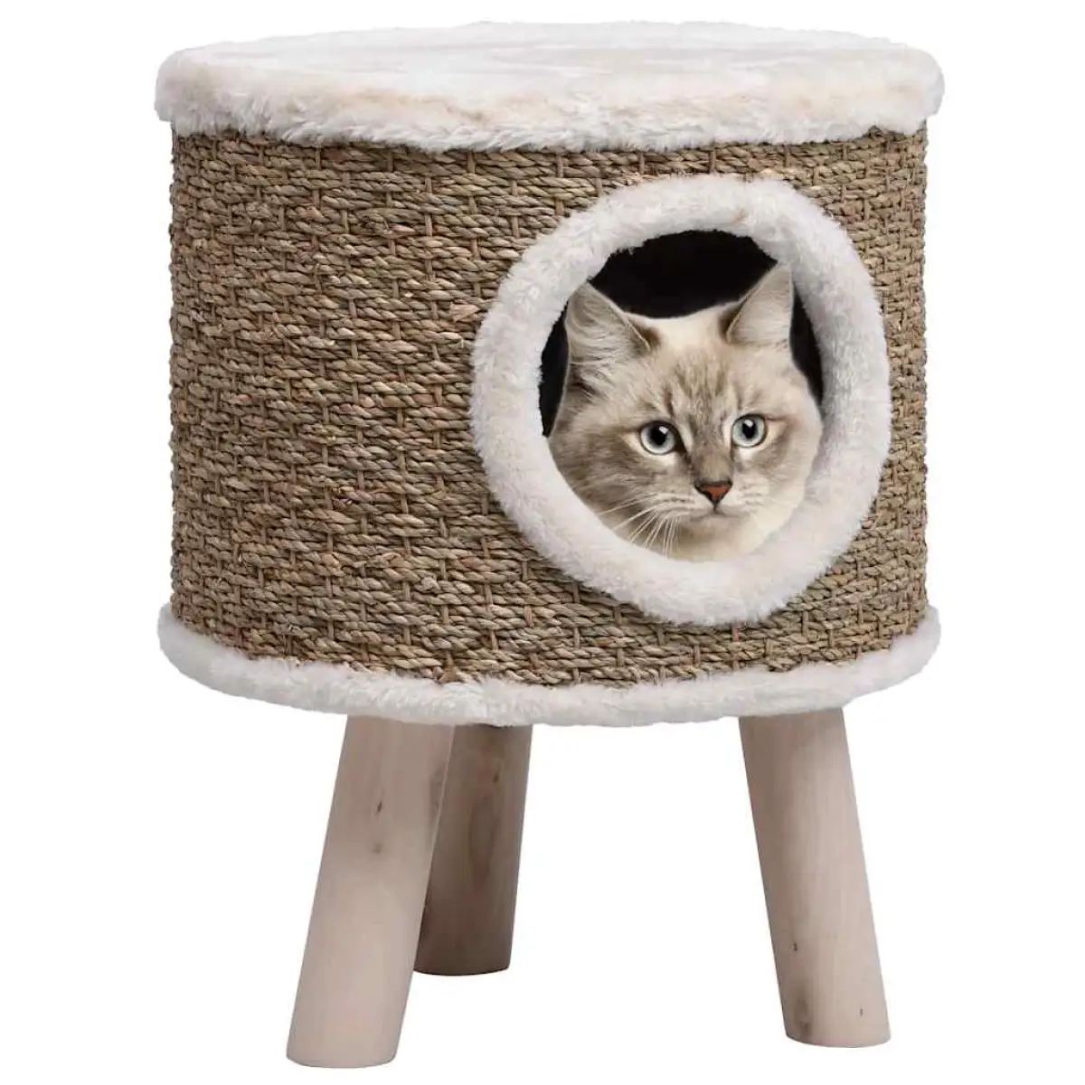 vidaXL vidaXL Cat House with Wooden Legs 41 cm Seagrass - Cat House