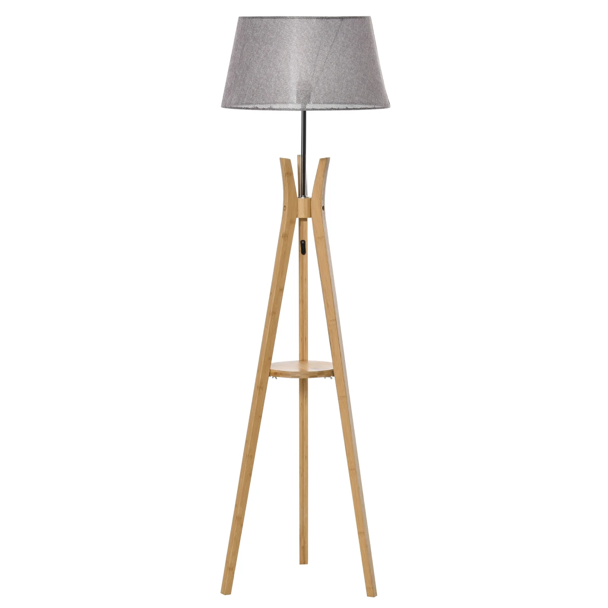 HOMCOM Tripod Floor Lamp 156cm with Fabric Shade for Modern Living Rooms by Homcom
