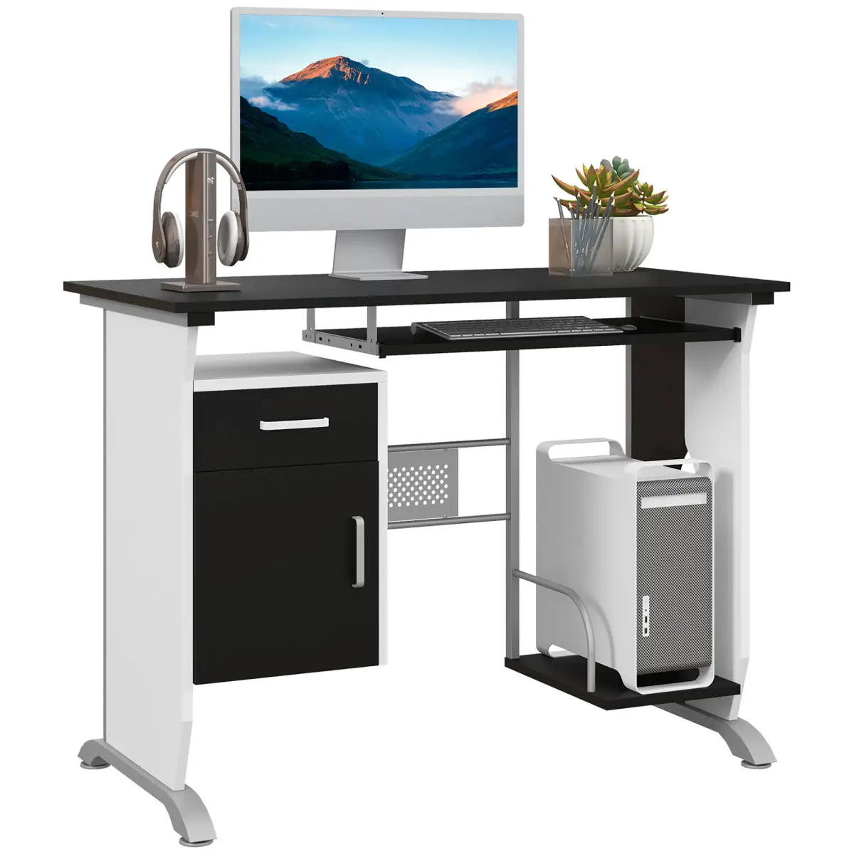 Unbranded Computer Desk Drawer PC Writing Wooden Workstation Keyboard Black HOMCOM - Desk