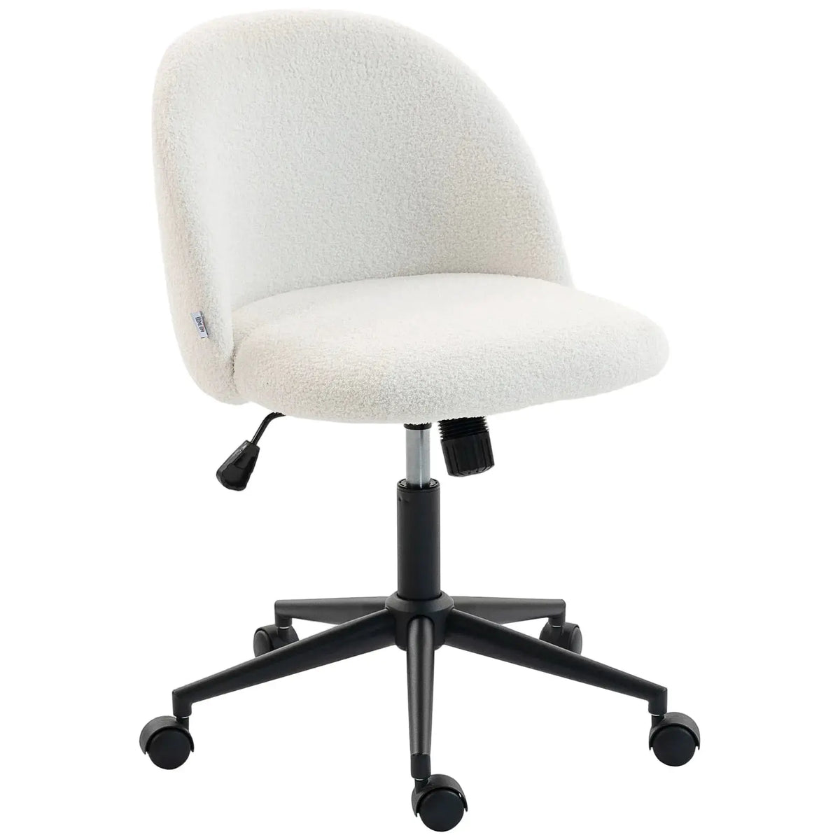 HOMCOM Teddy Fleece Office Chair with Wheels - Cream White - from HOMCOM