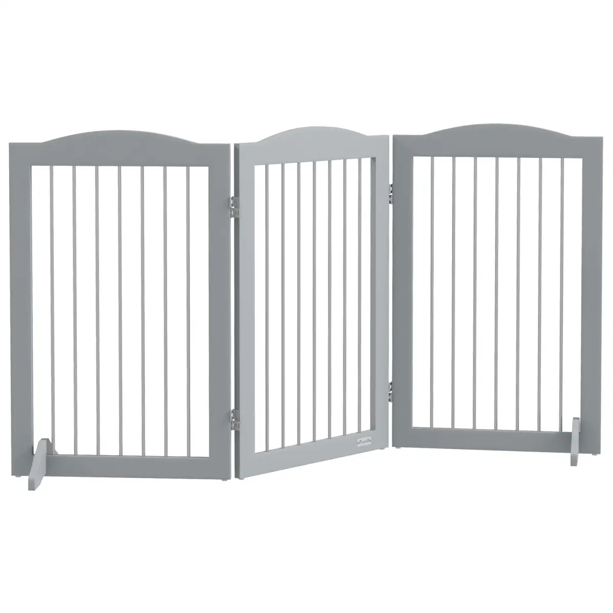 PawHut PawHut Foldable Dog Gate, Freestanding Pet Gate with Two Support Feet - Grey - Pet Gate