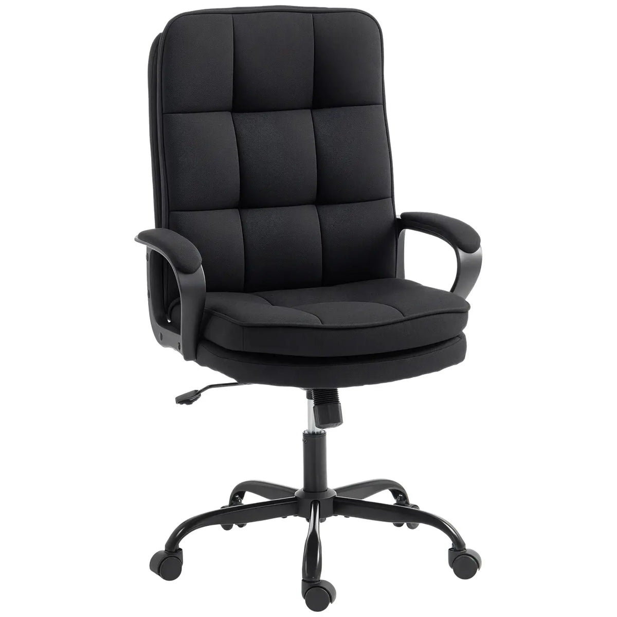 HOMCOM Double Padded Linen-Look Office Chair - Black - from HOMCOM