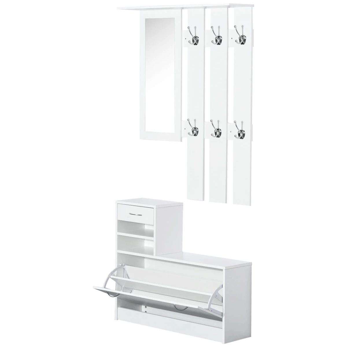 HOMCOM Premium Entryway 90W x 116H Mirror Hooks Home - Chest of Drawers