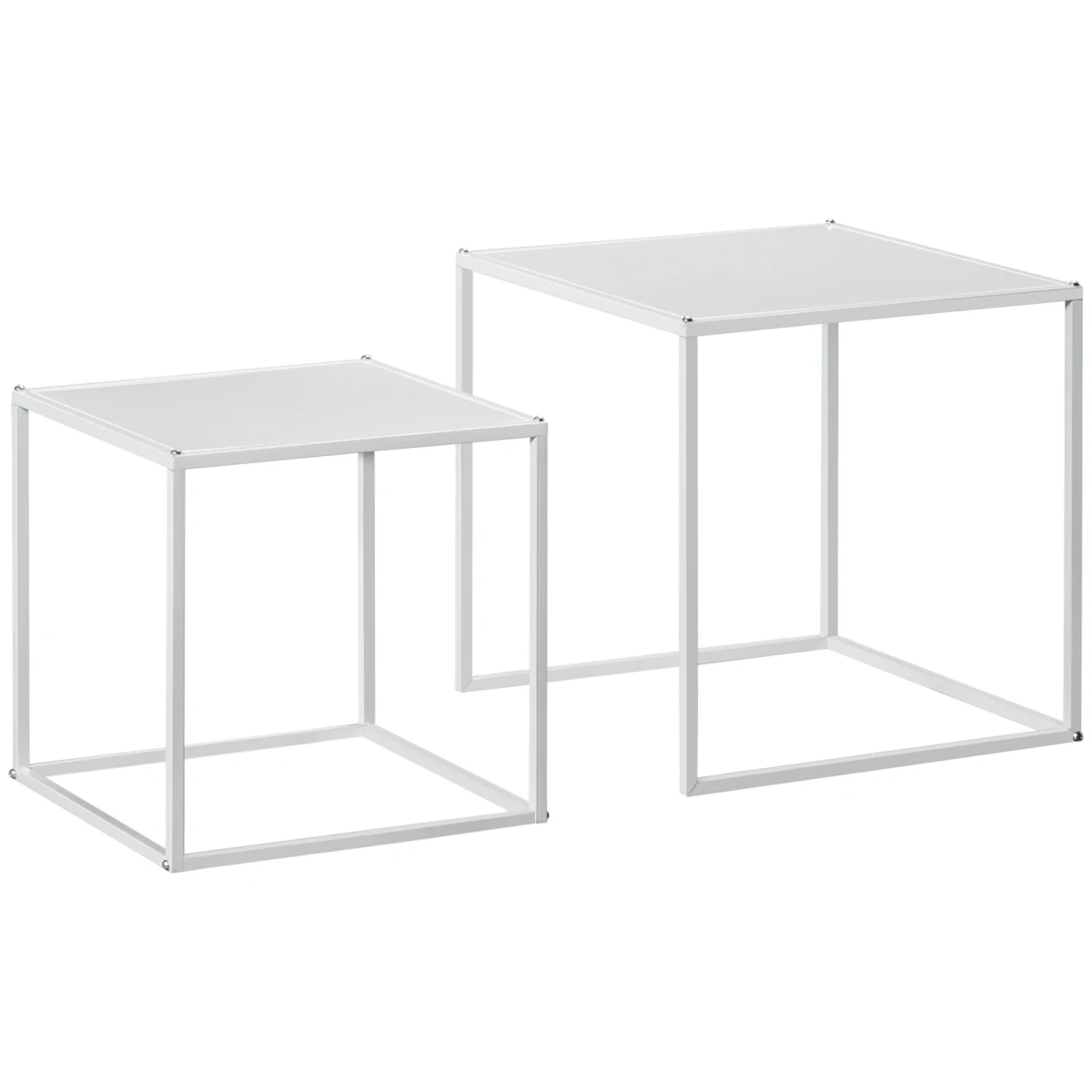 HOMCOM Nesting Tables Two Sizes Steel Frame Home - Nest of Tables