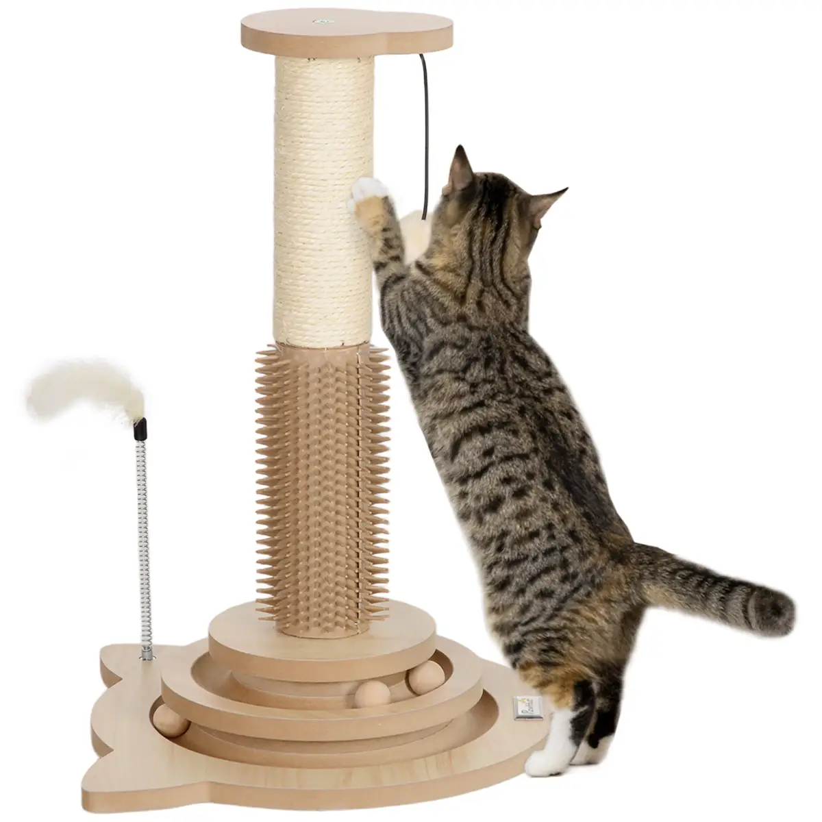 PawHut PawHut 49cm Cat Scratching Post with Interactive Track Ball Toy for Indoor - Cat Tree