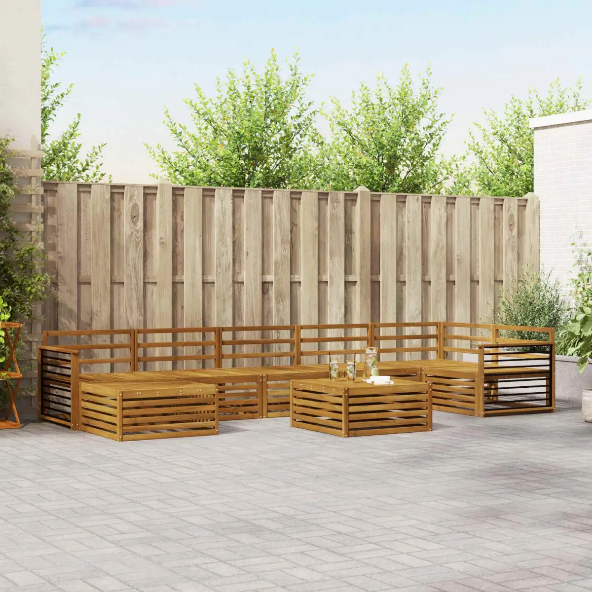 vidaXL vidaXL Sofa Sets 8 pcs Natural Solid Acacia Wood - Garden Sofa Sets
