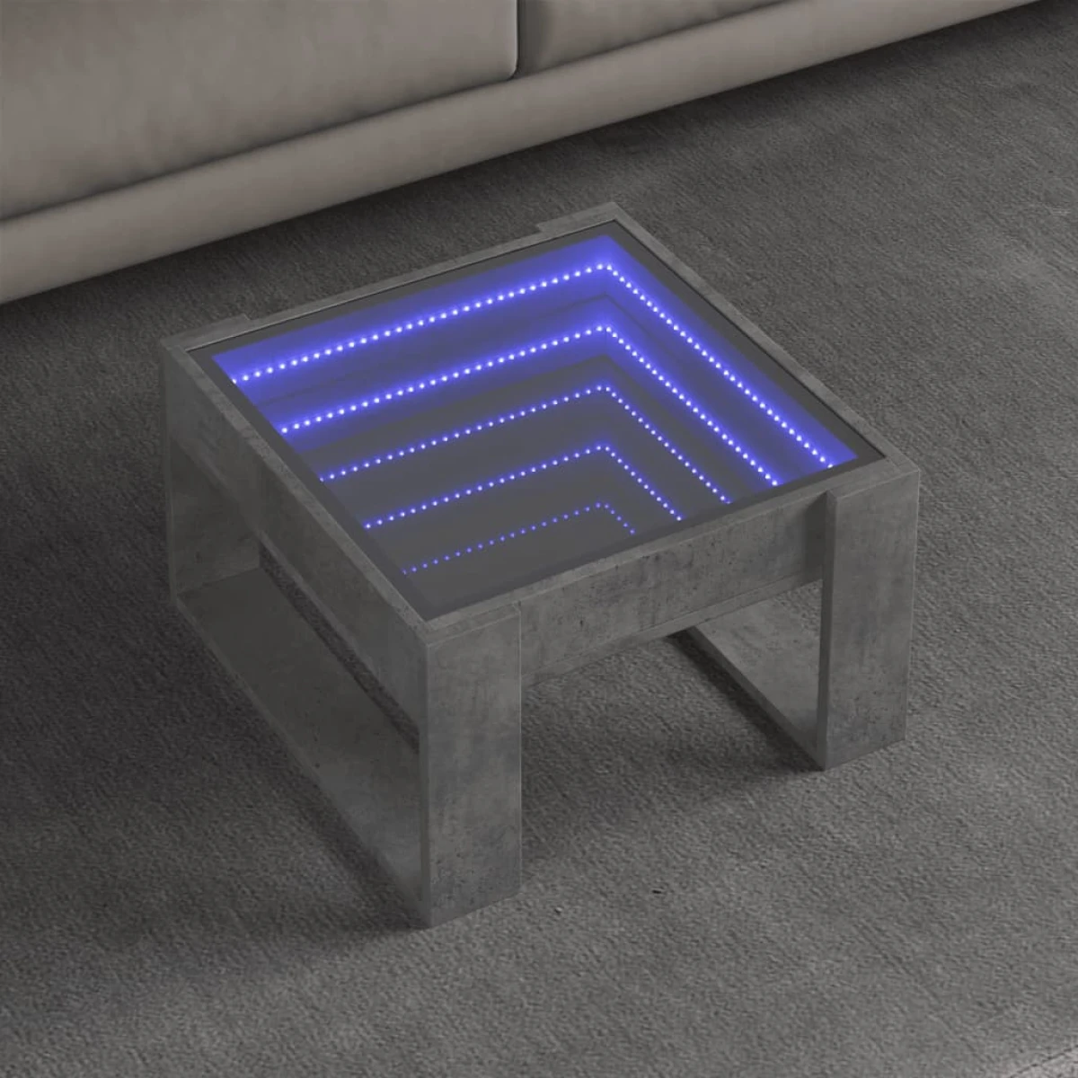 vidaXL vidaXL Coffee Table 50x53x30 Cm Concrete Grey Infinity LED Mirror RGB Dimmable For Modern Living Room - Coffee Table
