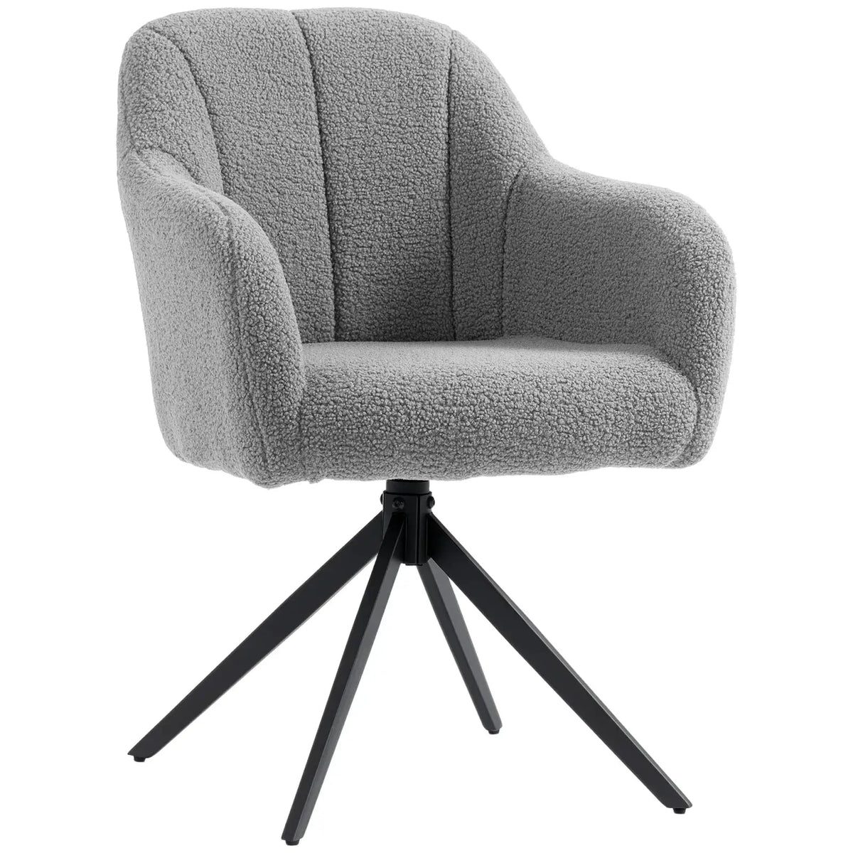 HOMCOM 360 Degree Swivel Accent Chair, Teddy Fleece Armchair, Grey - from HOMCOM
