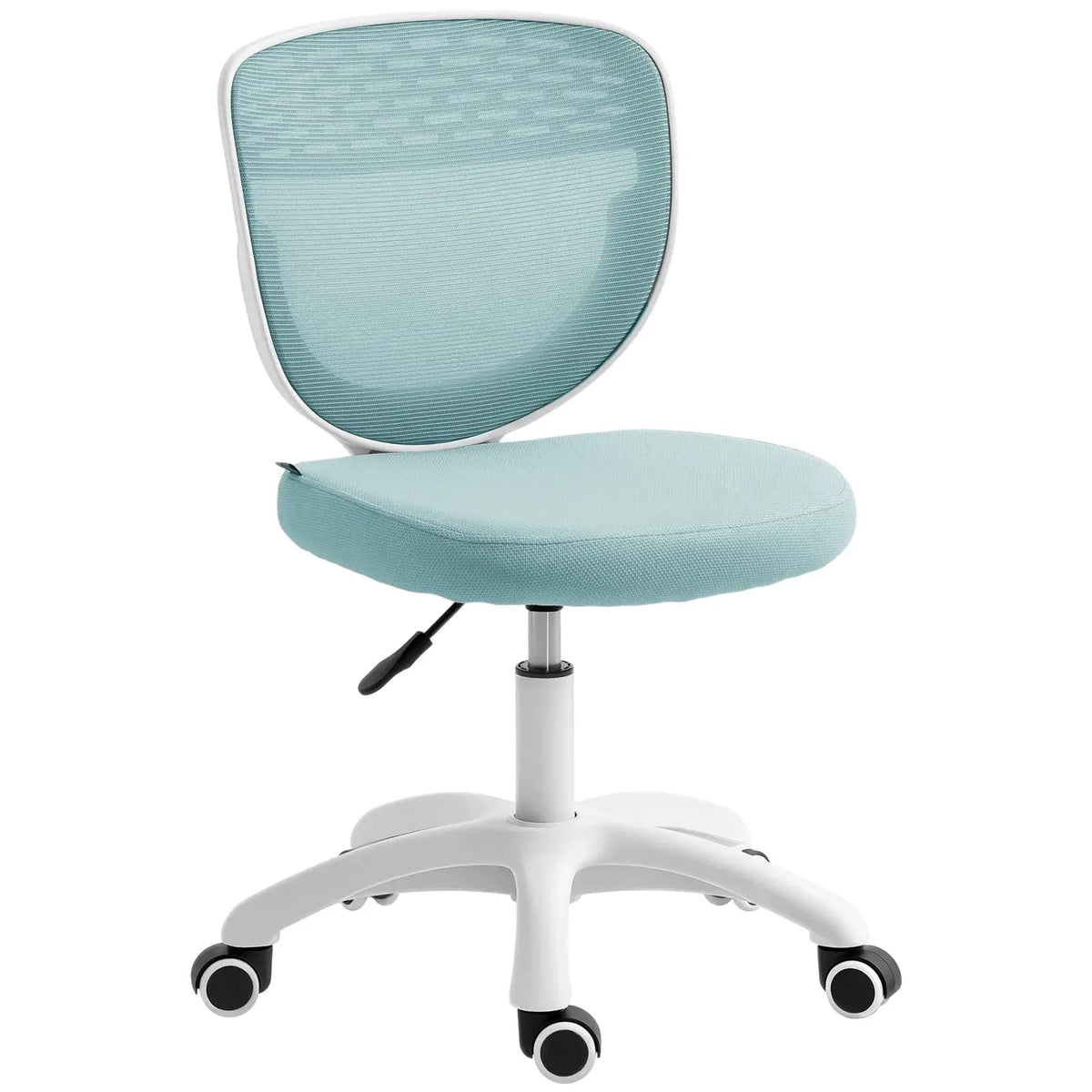 HOMCOM Office Chair, Armless Computer Desk Chair with Breathable Mesh, Adjustable Height, Swivel Wheels, Light Blue - from HOMCOM