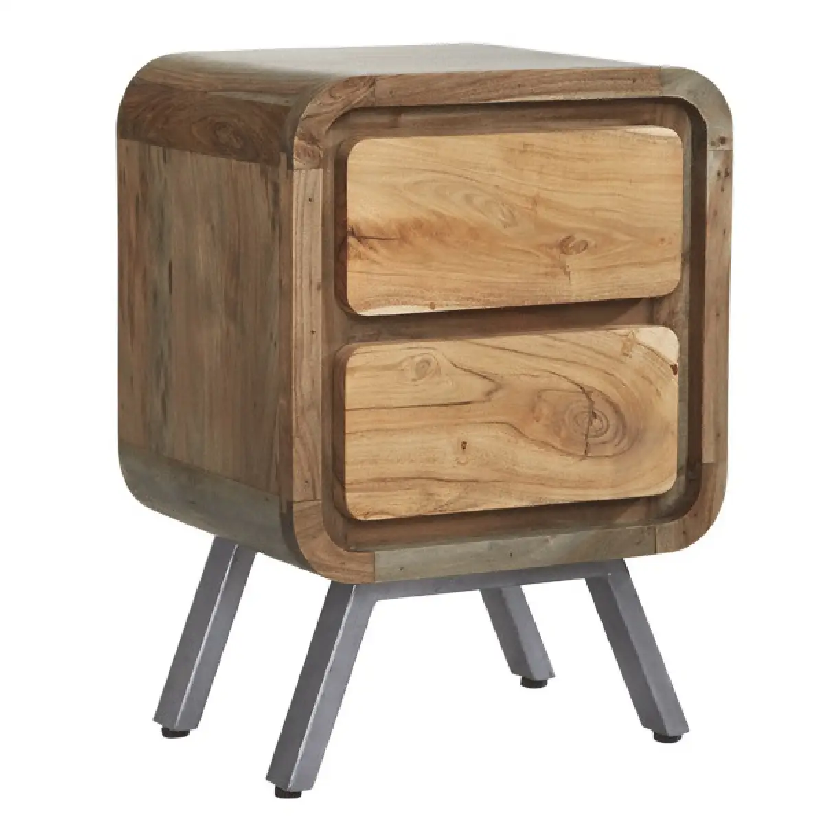 Indian Hub Aspen 2 Drawer Lamp Table - Bedside Table