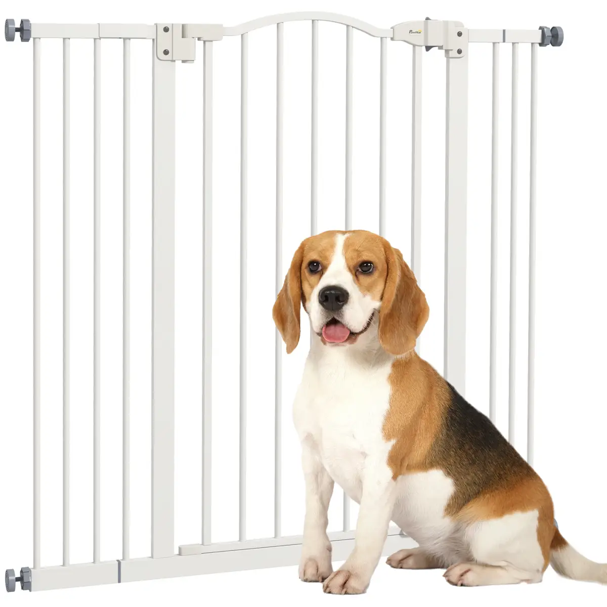 PawHut PawHut 74-100cm Adjustable Metal Pet Gate Safety Barrier w/Auto-Close Door White - Pet Gate
