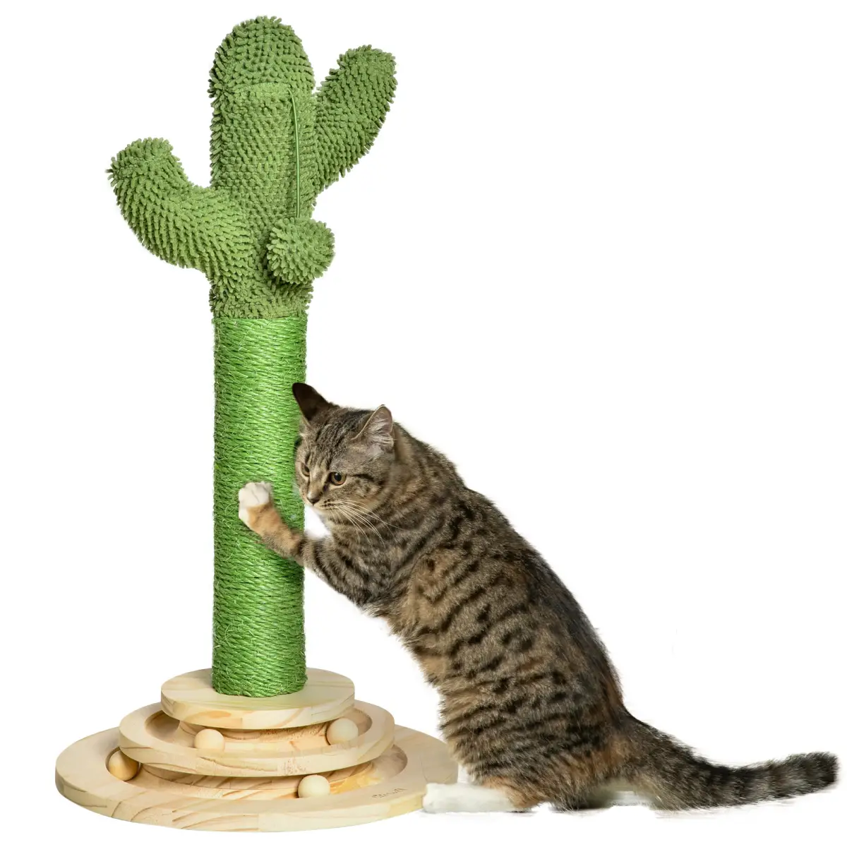 Unbranded Cat Tree Cactus Sisal Scratching Post Interactive Fun Roller Exerciser Pawhut - Cat Tree
