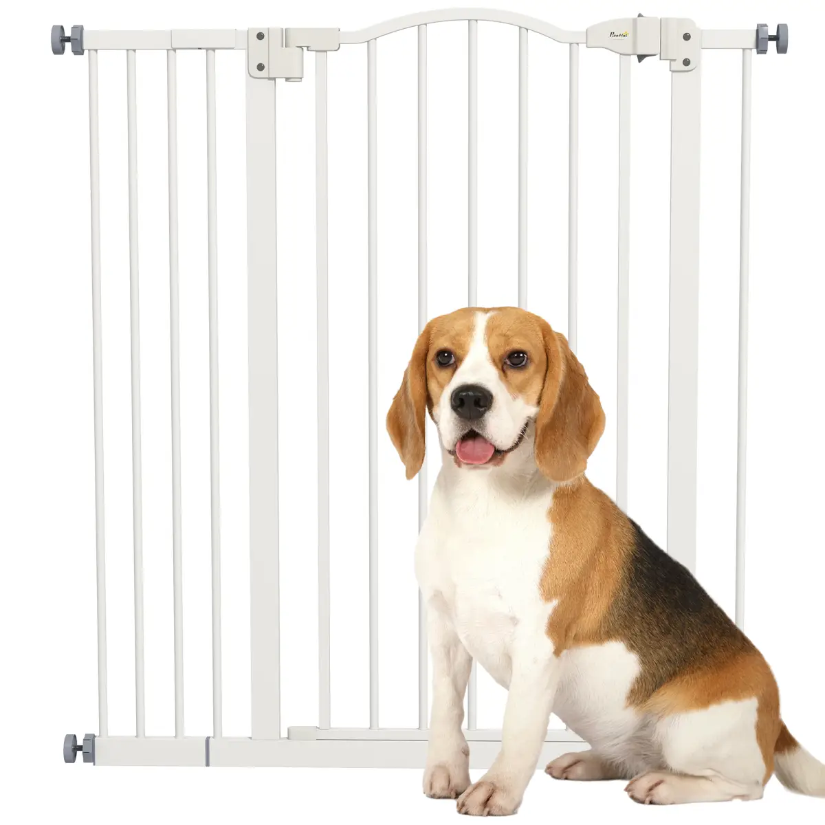 PawHut PawHut 74-94cm Adjustable Metal Pet Gate Safety Barrier w/ Auto-Close Door White - Pet Gate