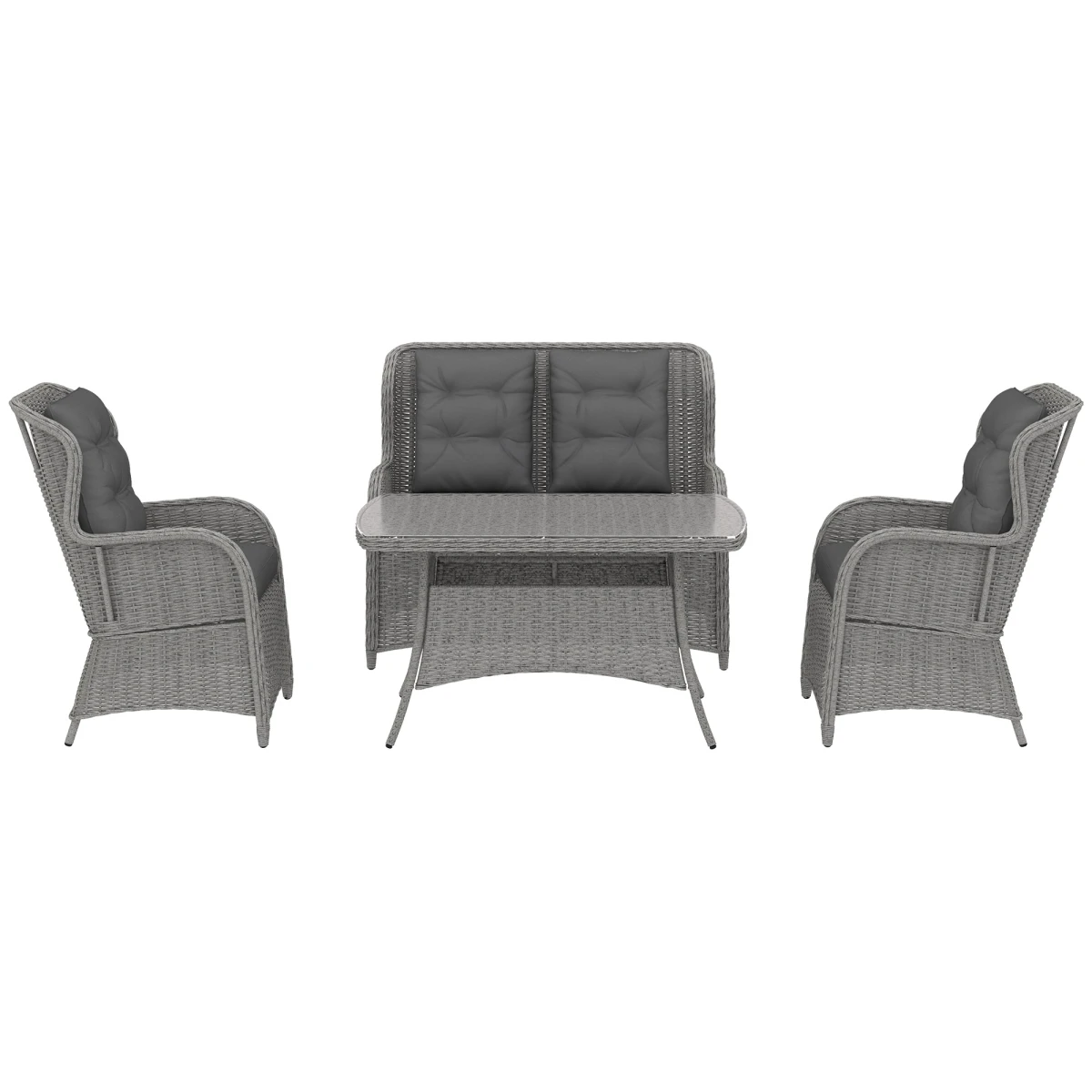 Outsunny Outsunny Rattan Sofa Set Four Piece Tempered Glass Patio - Garden Set