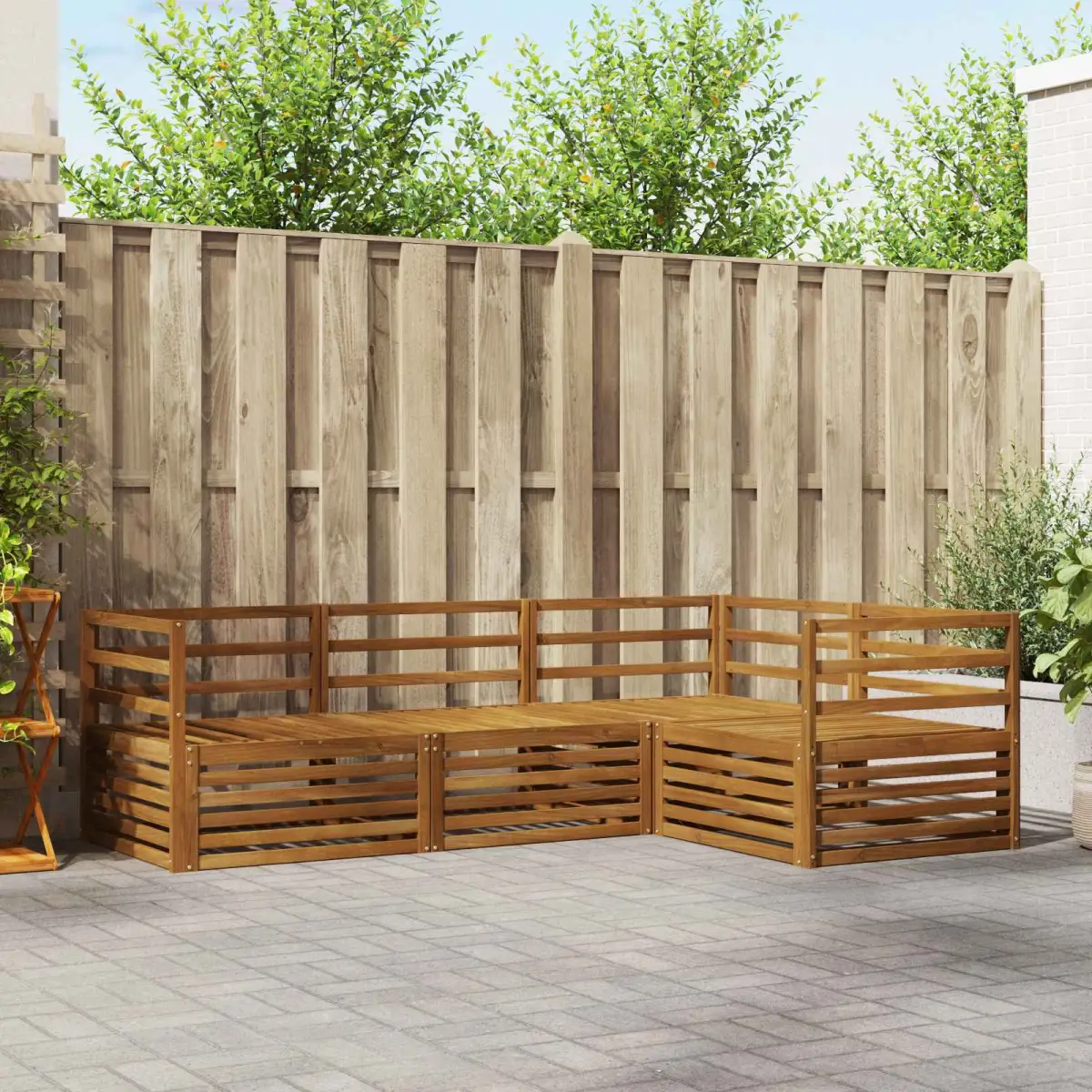 vidaXL vidaXL Outdoor Sofa Set 4 pcs Natural Solid Acacia Wood - Garden Sofa Sets
