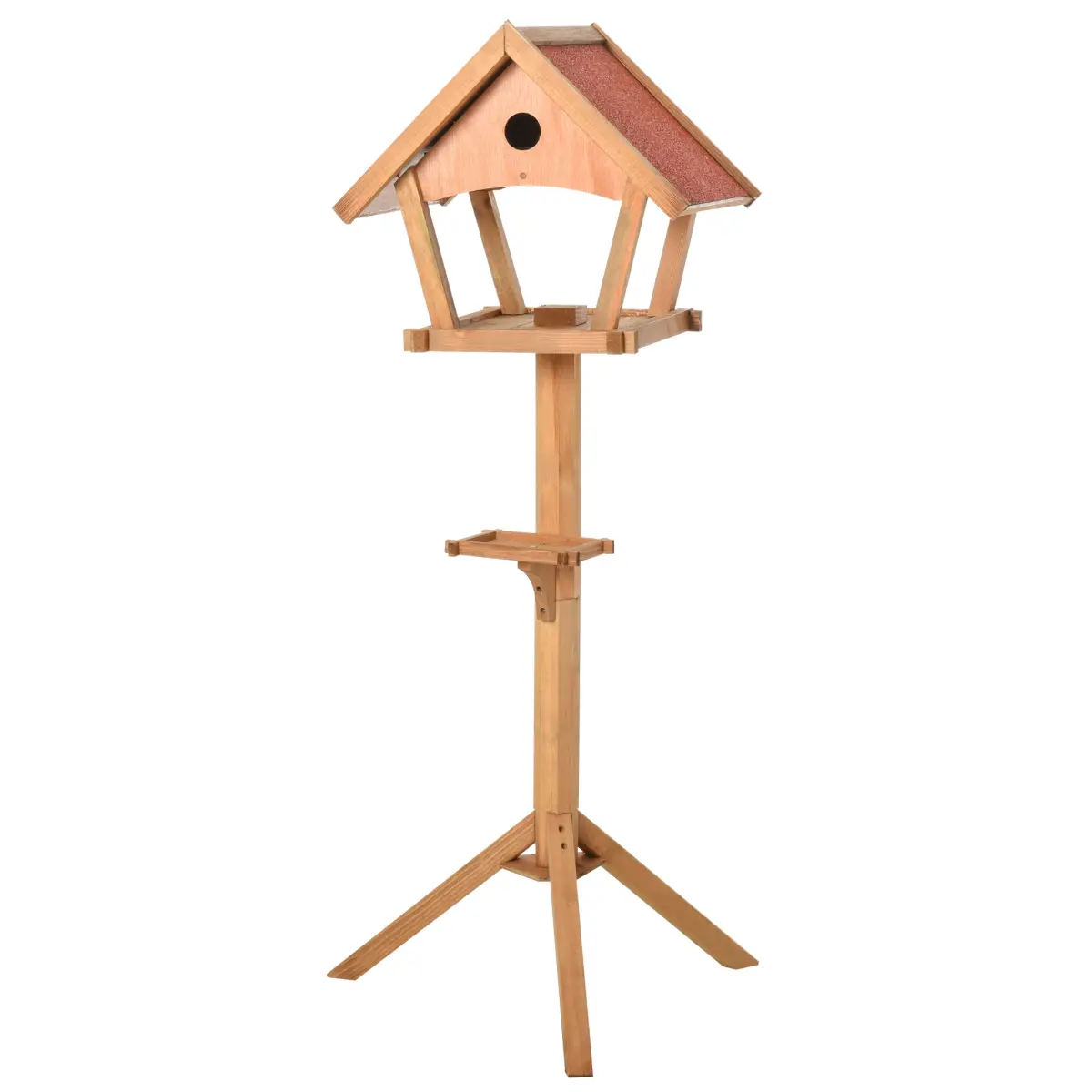 Pawhut Wooden Bird Feeder Stand for Garden Pre-cut Weather Resistant 49 x 45 x 139cm - Bird Feeder