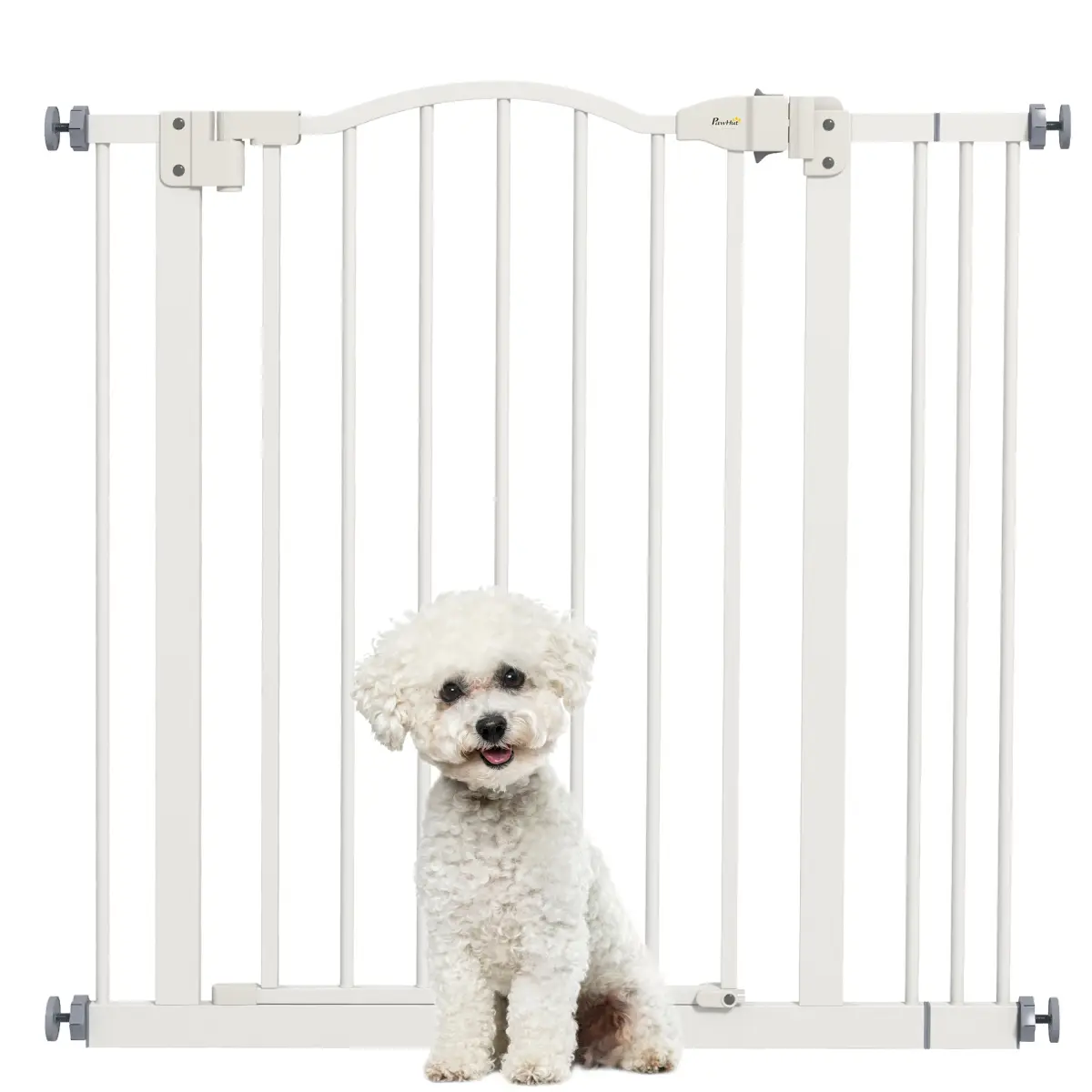 PawHut PawHut 74-87cm Adjustable Metal Pet Gate Safety Barrier w/ Auto-Close White - Pet Gate