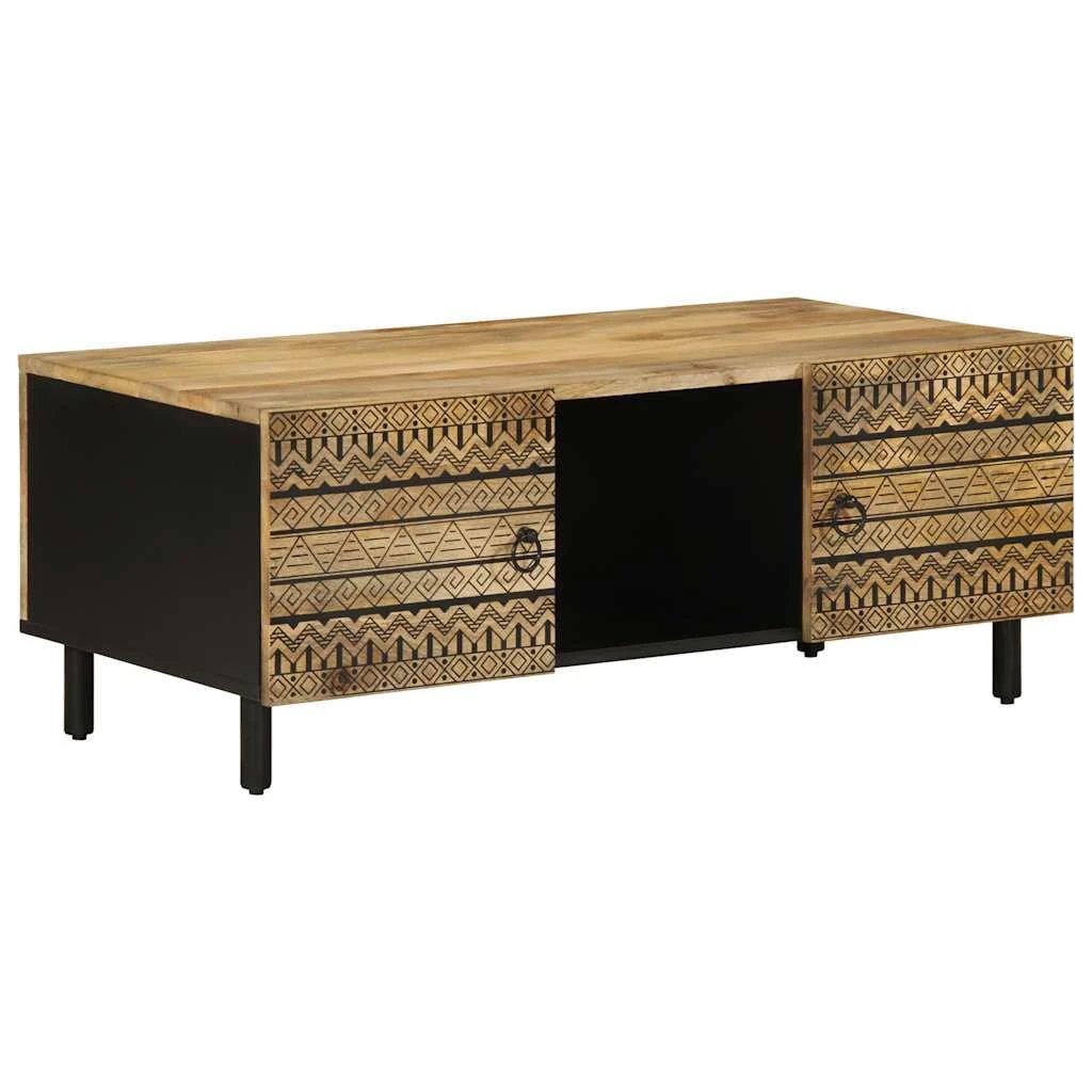 vidaXL Coffee Table 100x54x40 cm Solid Mango Wood With Geometric Fronts For Living Room by vidaXL