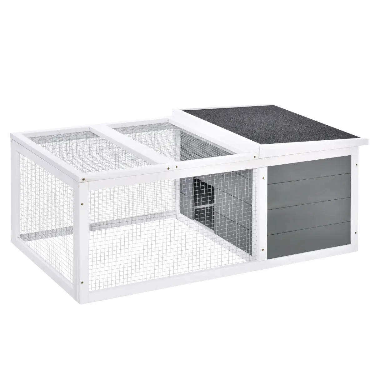 Pawhut Rabbit Hutch Small Animal Cage Pet Run Cover, with Water-resistant Asphalt Roof - Rabbit Hutch