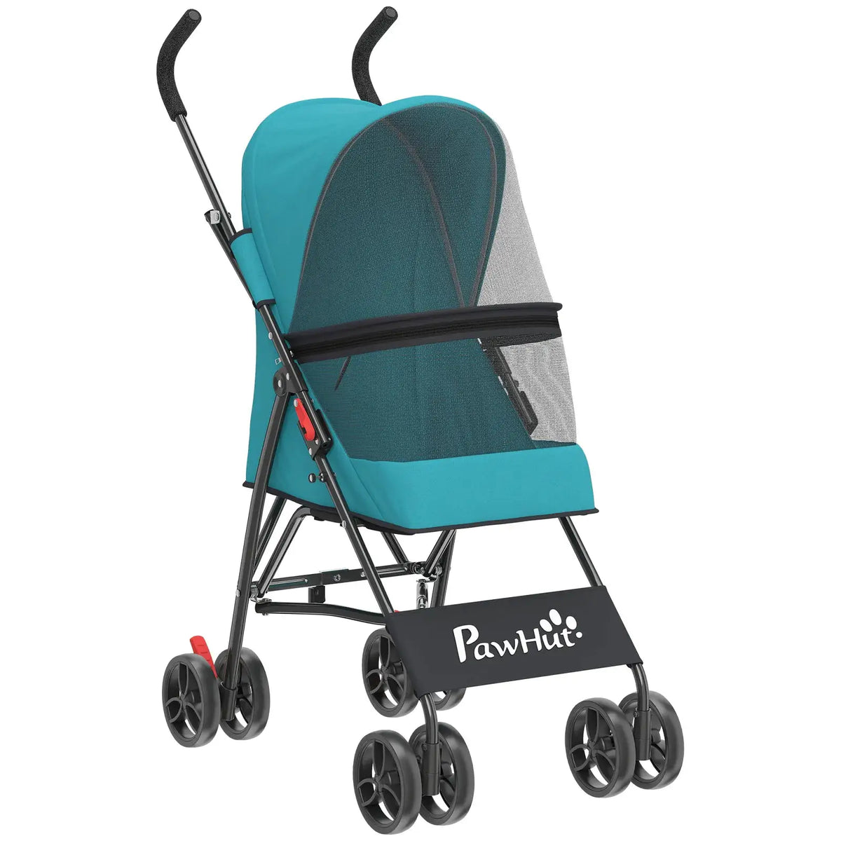 PawHut Dog Stroller, Foldable Cat Dog Pram for Miniature Breeds, Pet Stroller with Brake, Mesh Windows, Dark Green - from PawHut