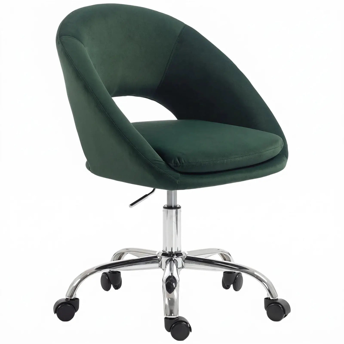 HOMCOM Velvet Desk Chair, Modern Office Chair with Height-Adjustable, Wheels, for Home Study Bedroom, Dark Green - from HOMCOM