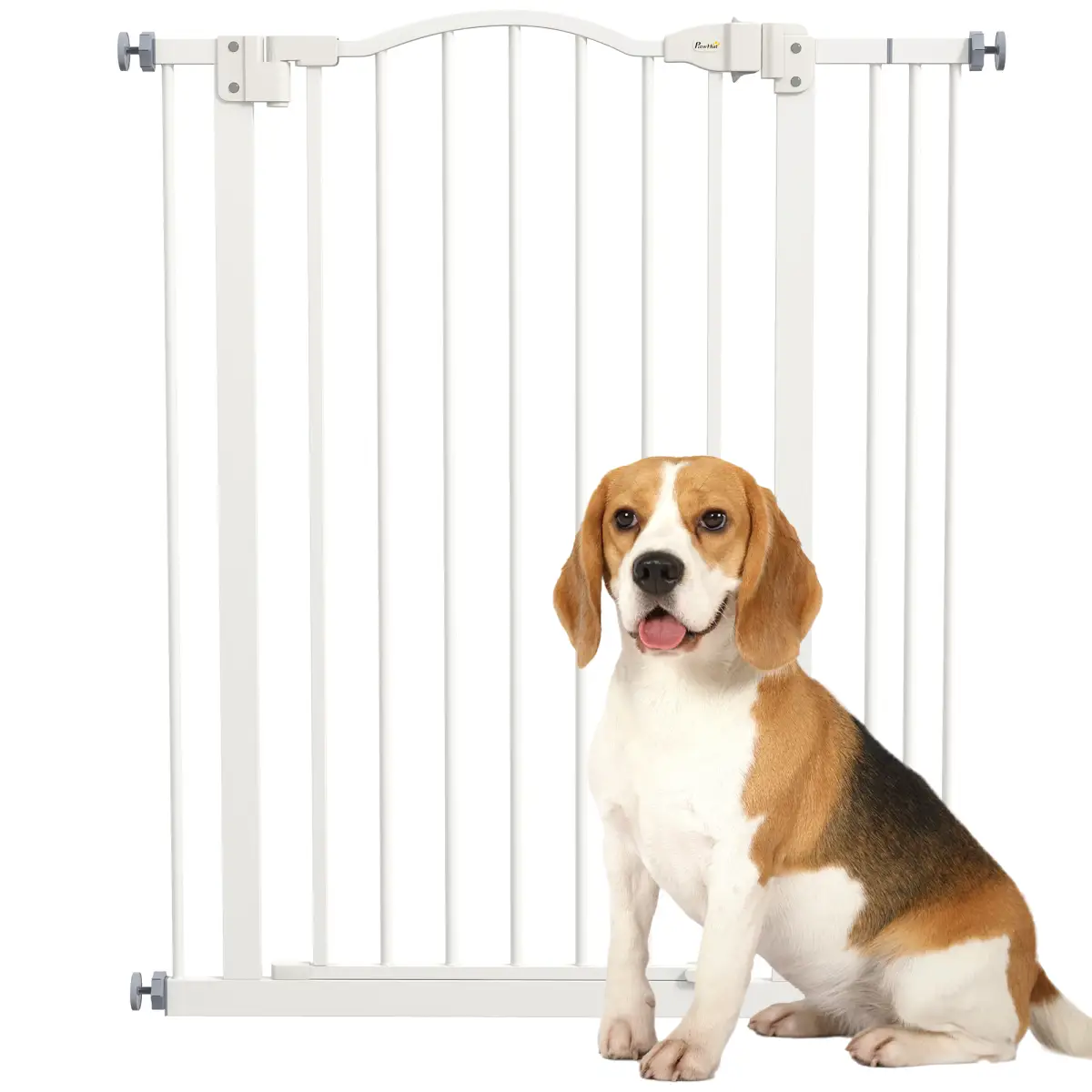 PawHut PawHut 74-87cm Adjustable Metal Pet Gate Safety Barrier w/ Auto-Close Door White - Pet Gate