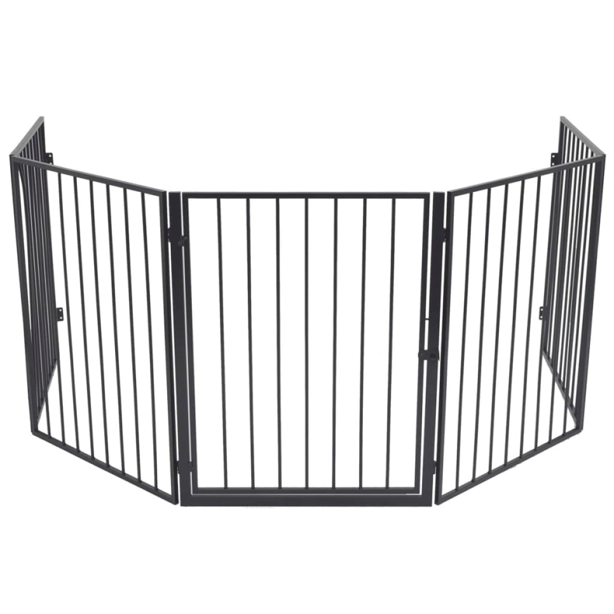 vidaXL Fireplace Fence for Pets Black Steel - from vidaXL