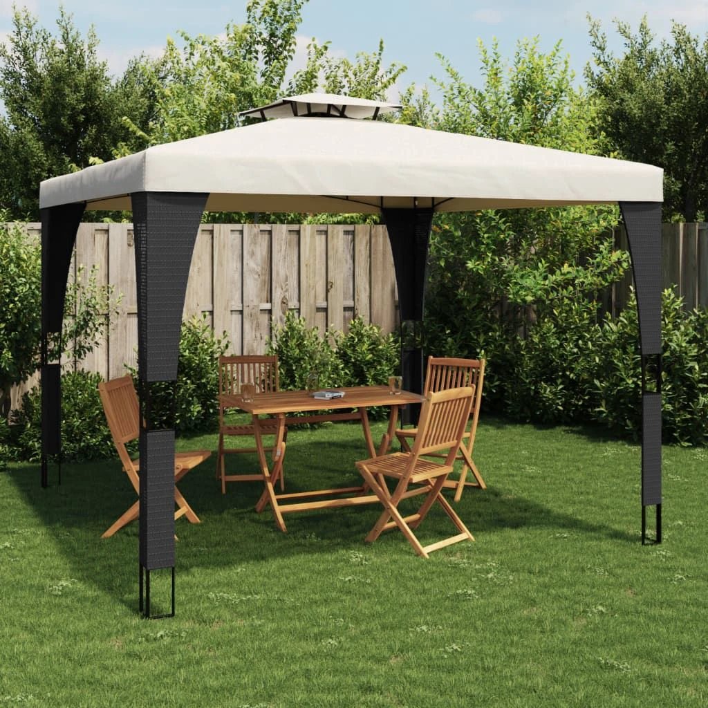 vidaXL Gazebo with Double Roof Cream 2.98x2.98 m Steel by vidaXL