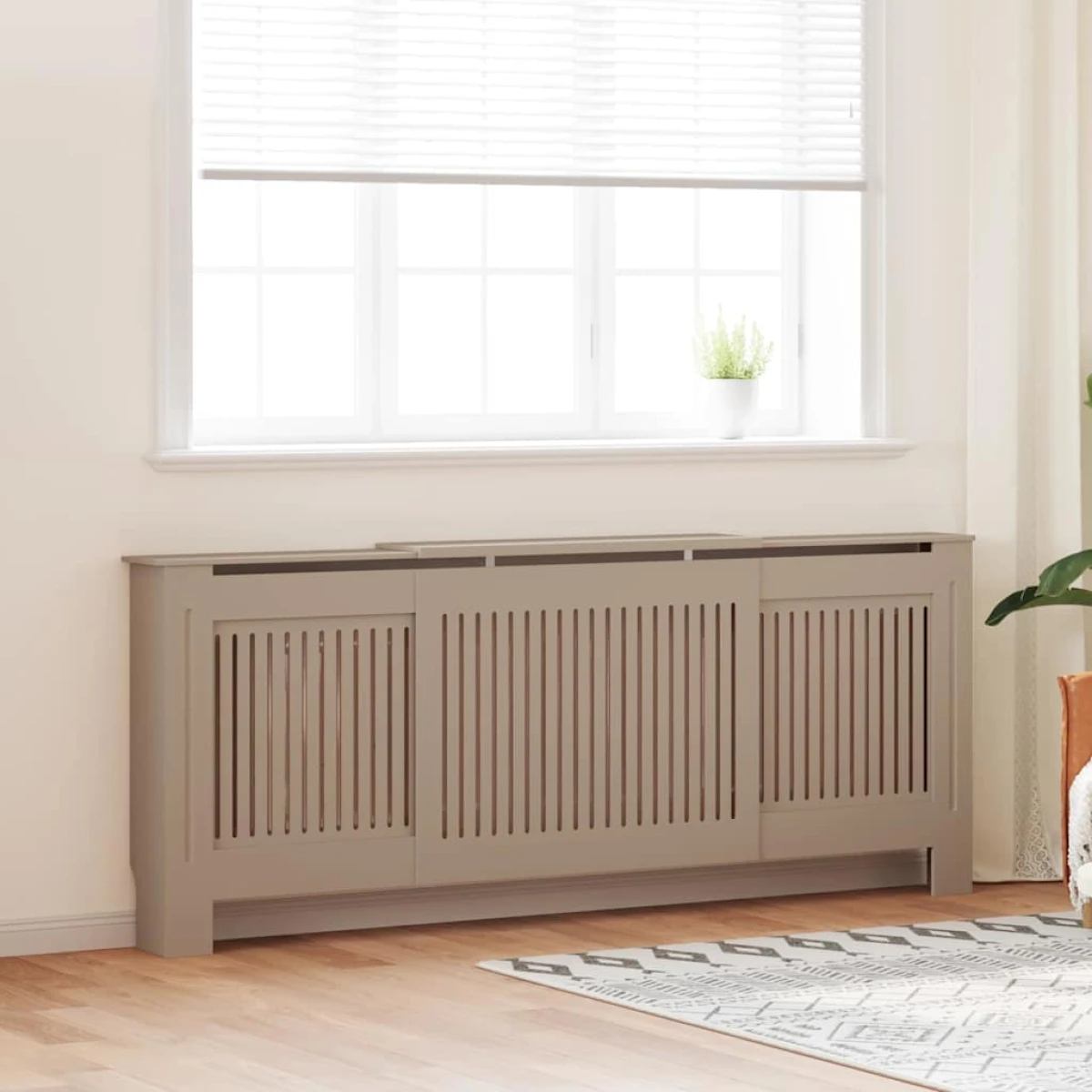 vidaXL VidaXL Radiator Cover 142-205 cm x 20.5 x 81.5 cm Slatted Brown for Living Room Decor - Radiator