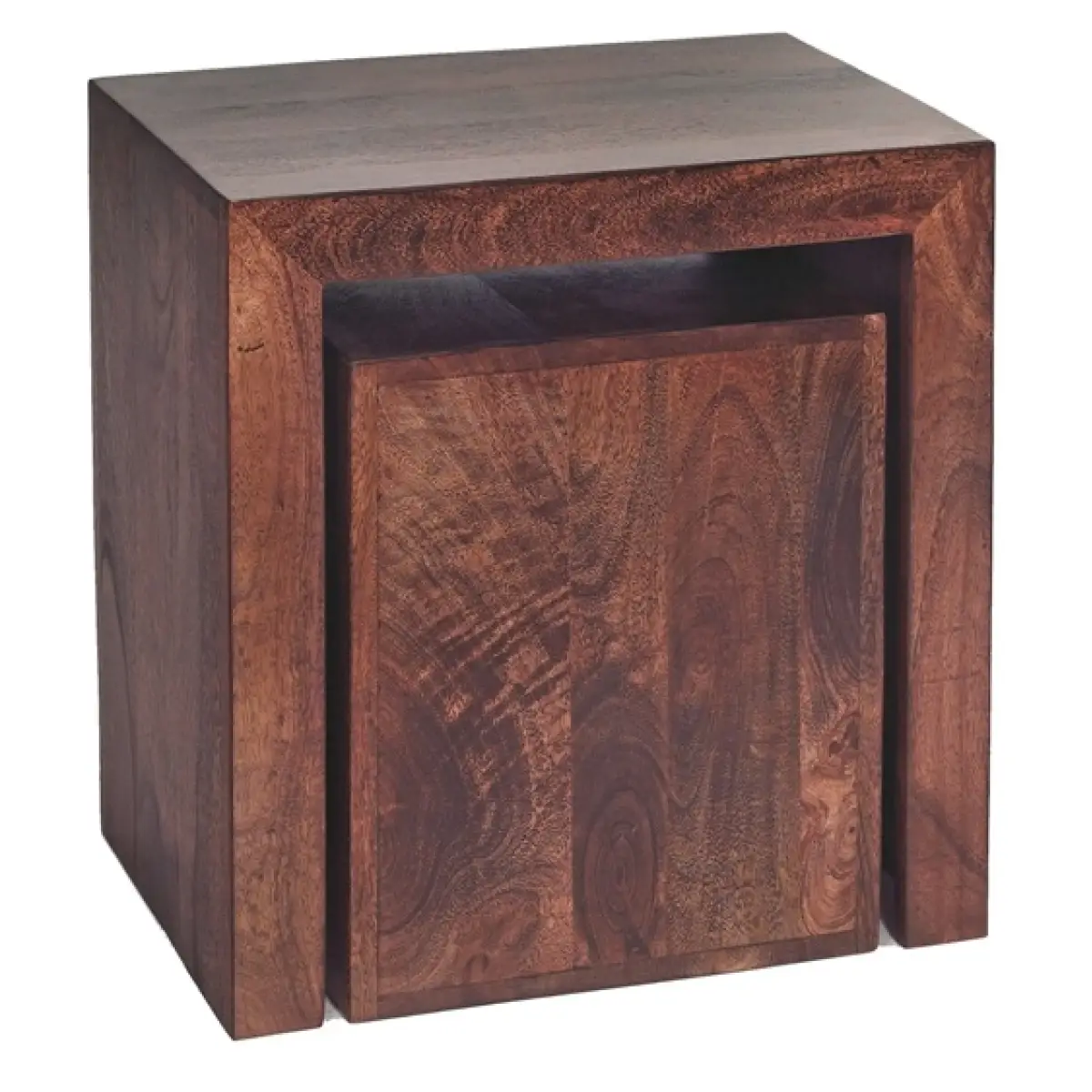 Indian Hub Toko Dark Mango Cubed Nest Of 2 Tables - Nest of Tables