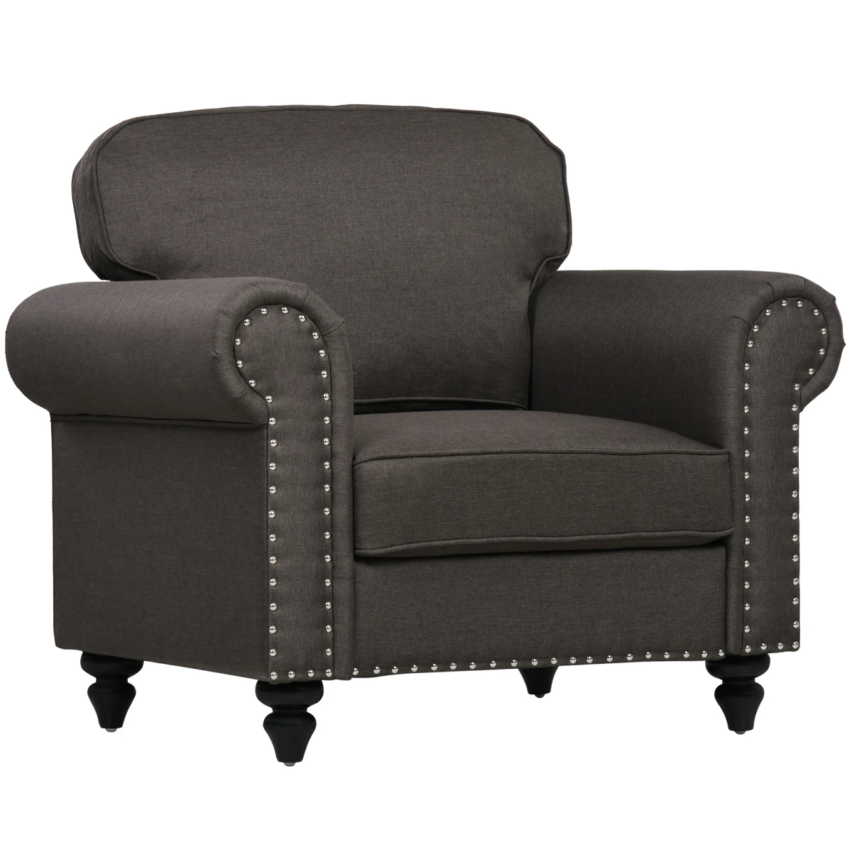 HOMCOM Mid Century Armchair Compact Wood Frame Brown Home - Armchair