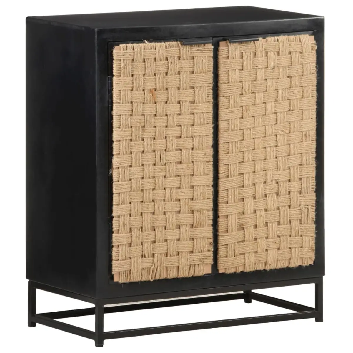 vidaXL Sideboard 60x35x70 cm Solid Mango Wood Industrial Style With Jute Doors For Living Room - vidaXL - Home Symphony