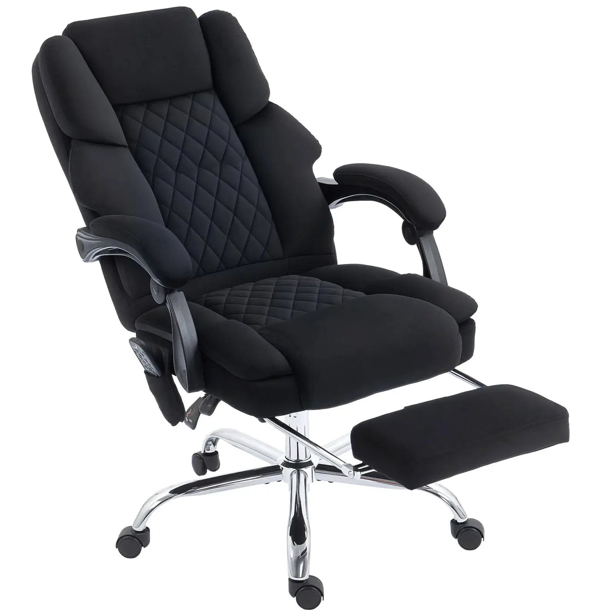 HOMCOM Office Chair with 6-point Vibration Massage and Heat, Fabric Desk Chair with Footrest, High Back, Black - from HOMCOM