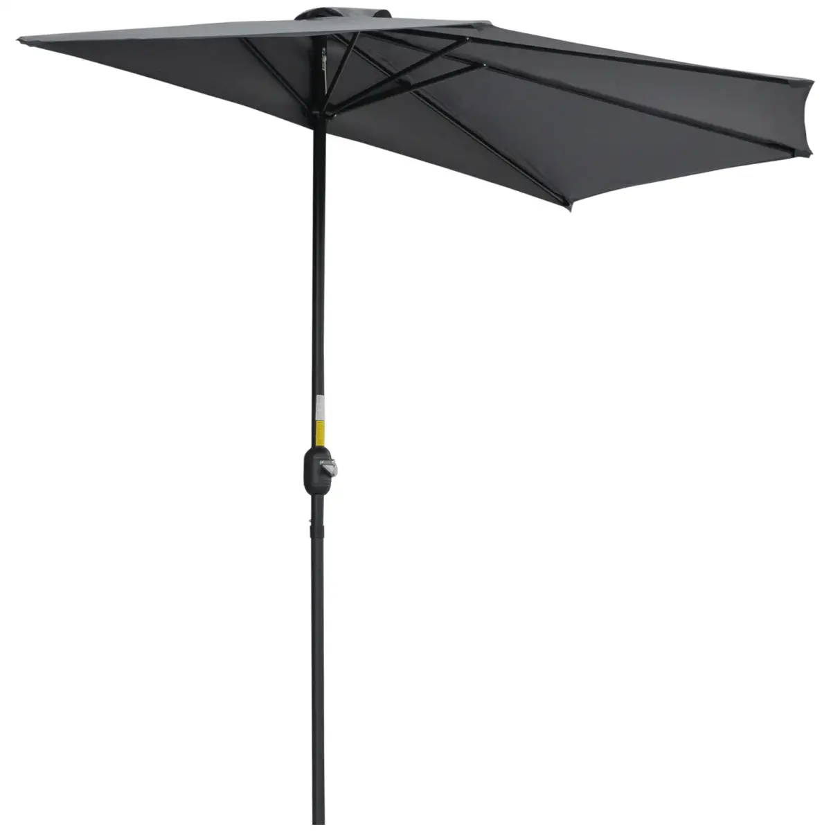 Outsunny 3 m Half Round Umbrella Parasol-Grey Polyester/Aluminum - Parasol