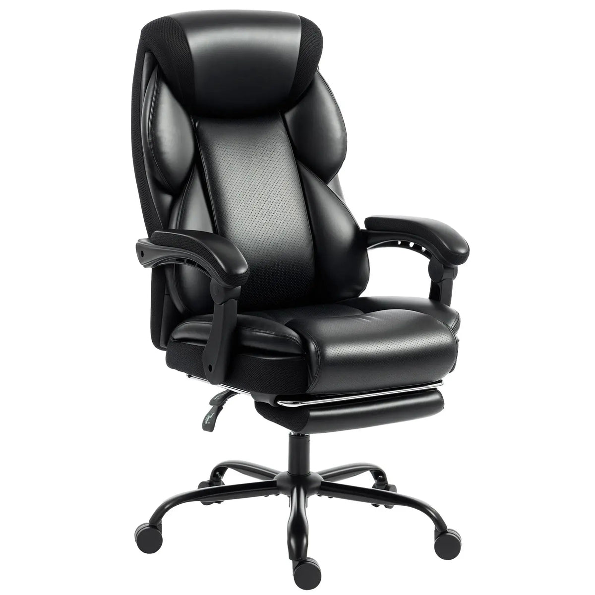 HOMCOM Adjustable Office Chair Reclining Computer Desk Chair with Footrest, Armrest, Casters, Black - from HOMCOM