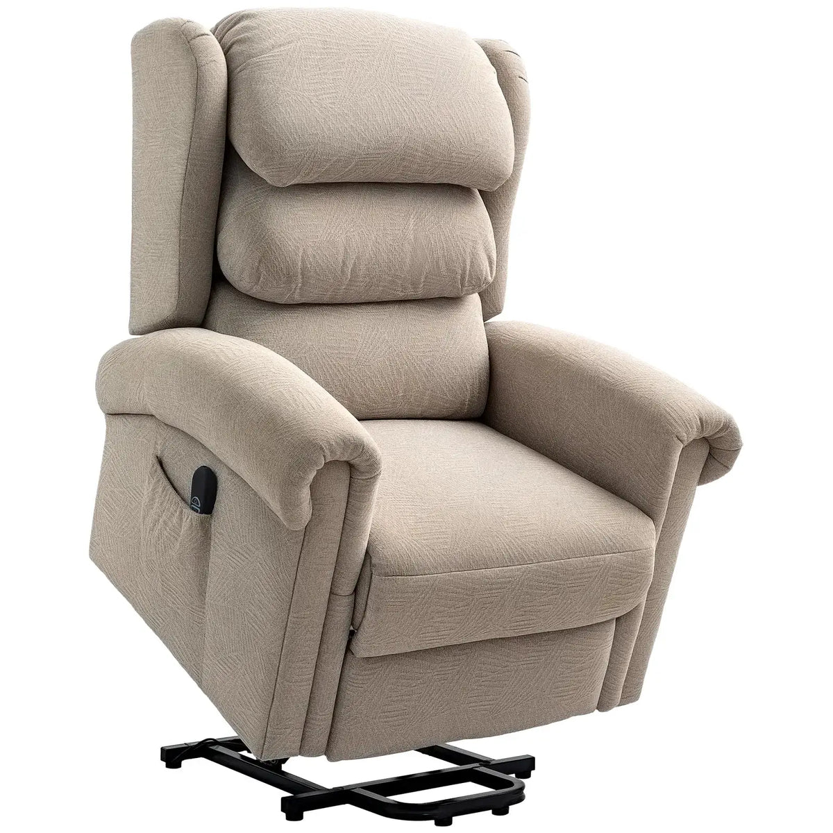 HOMCOM Velvet-Feel Electric Riser Recliner Chair - Khaki - from HOMCOM