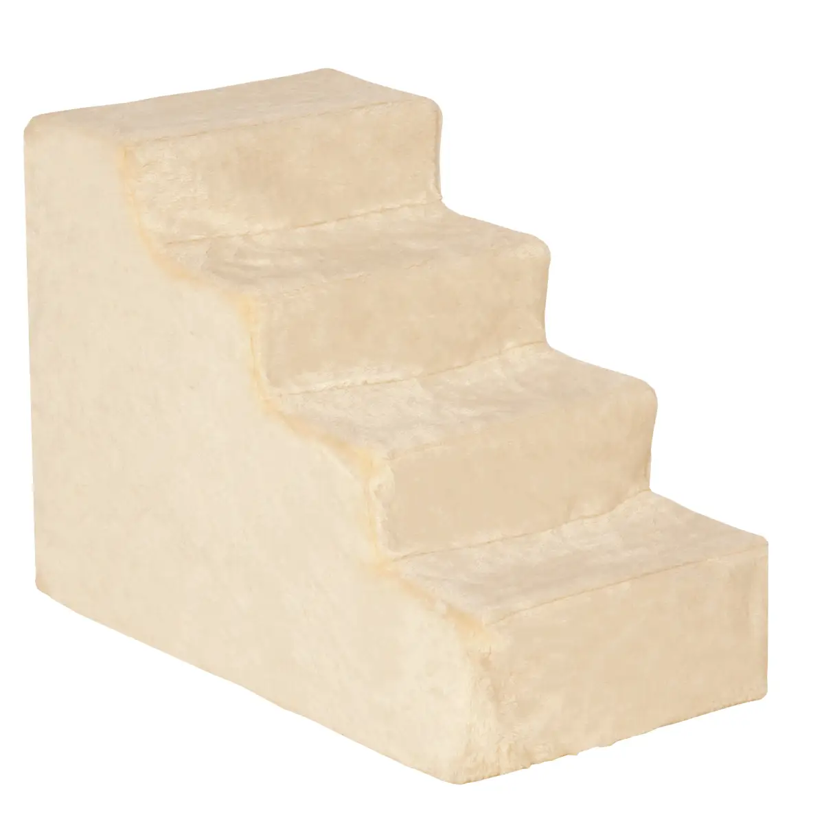 PawHut Portable Dog Stairs with Washable Plush Cover, for High Bed Sofa - Beige - Dog Steps