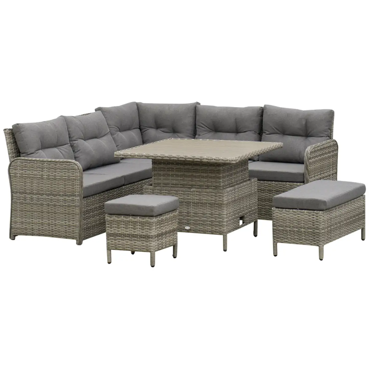 Outsunny Outsunny 6 PCs Rattan Garden Furniture Sectional Conversation Corner Sofa - Garden Sofa Sets