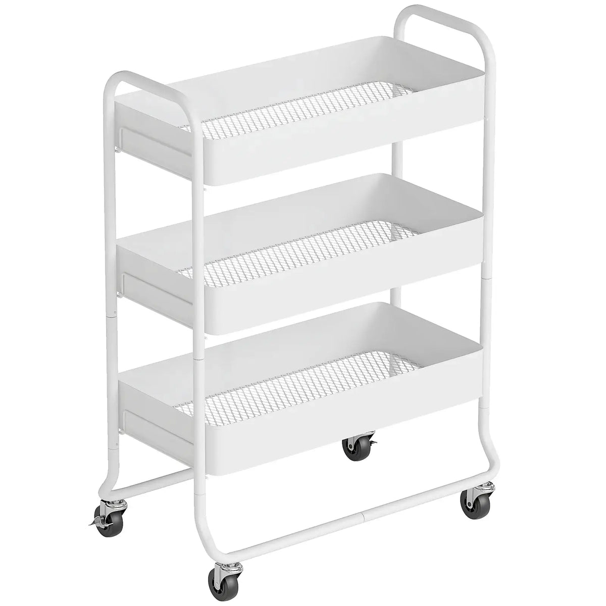 HOMCOM 3-Tier Storage Trolley on Wheels, Rolling Utility Cart with Mesh Backets for Kitchen, Bathroom, Bedroom, White - from HOMCOM