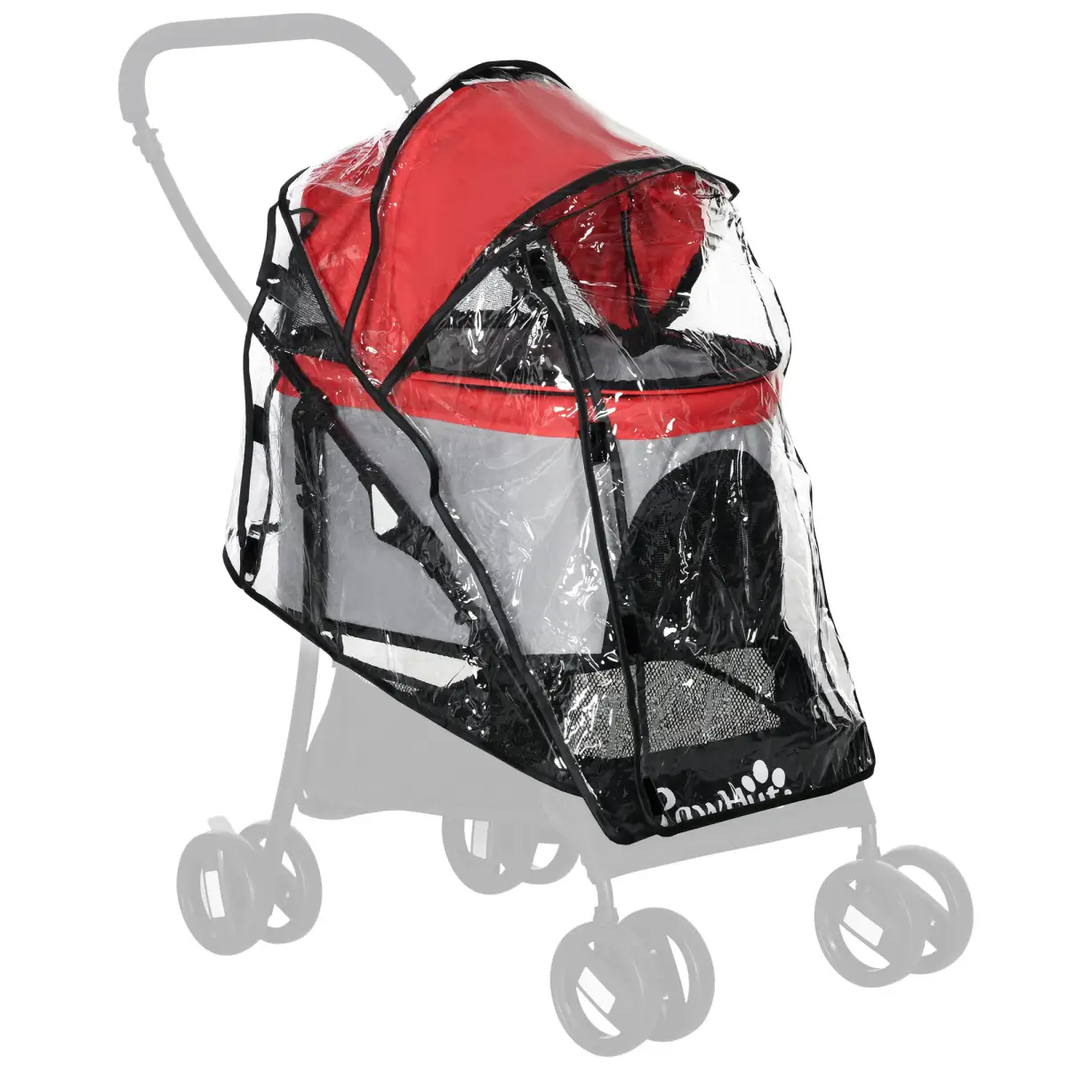 PawHut Dog Pram Rain Cover with Front, Rear Entry - Pet Carrier