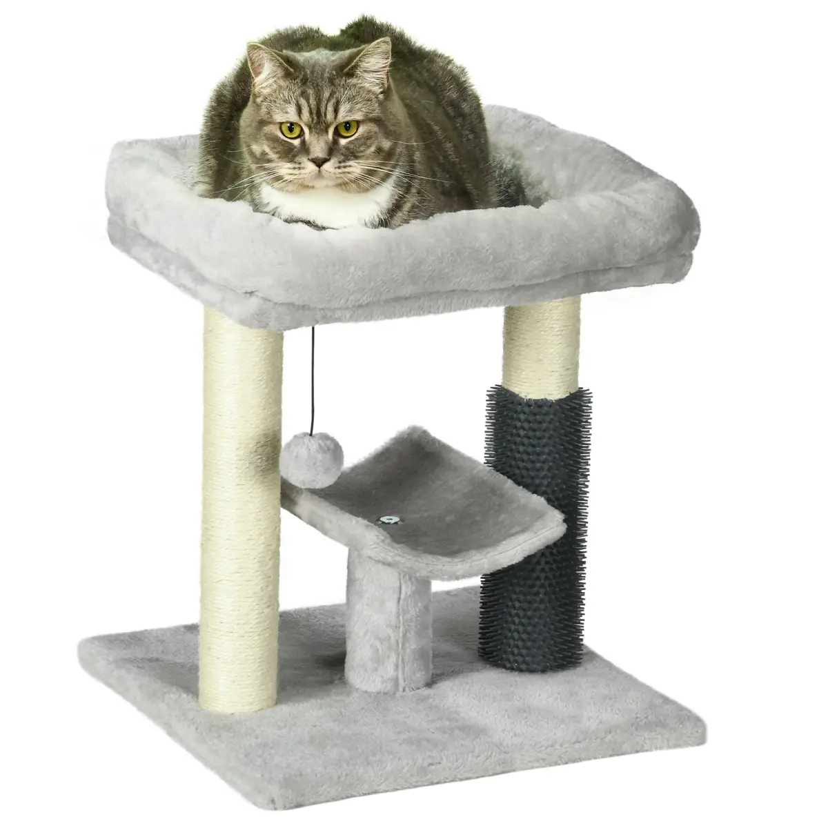PawHut PawHut Small Cat Tree Tower with Scratching Posts, Bed, Perch, Self Groomer, Toy - Cat Tree