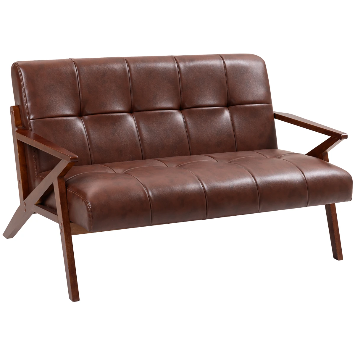 HOMCOM Two-Seater Sofa Compact Solid Wood Frame Small Space by HOMCOM