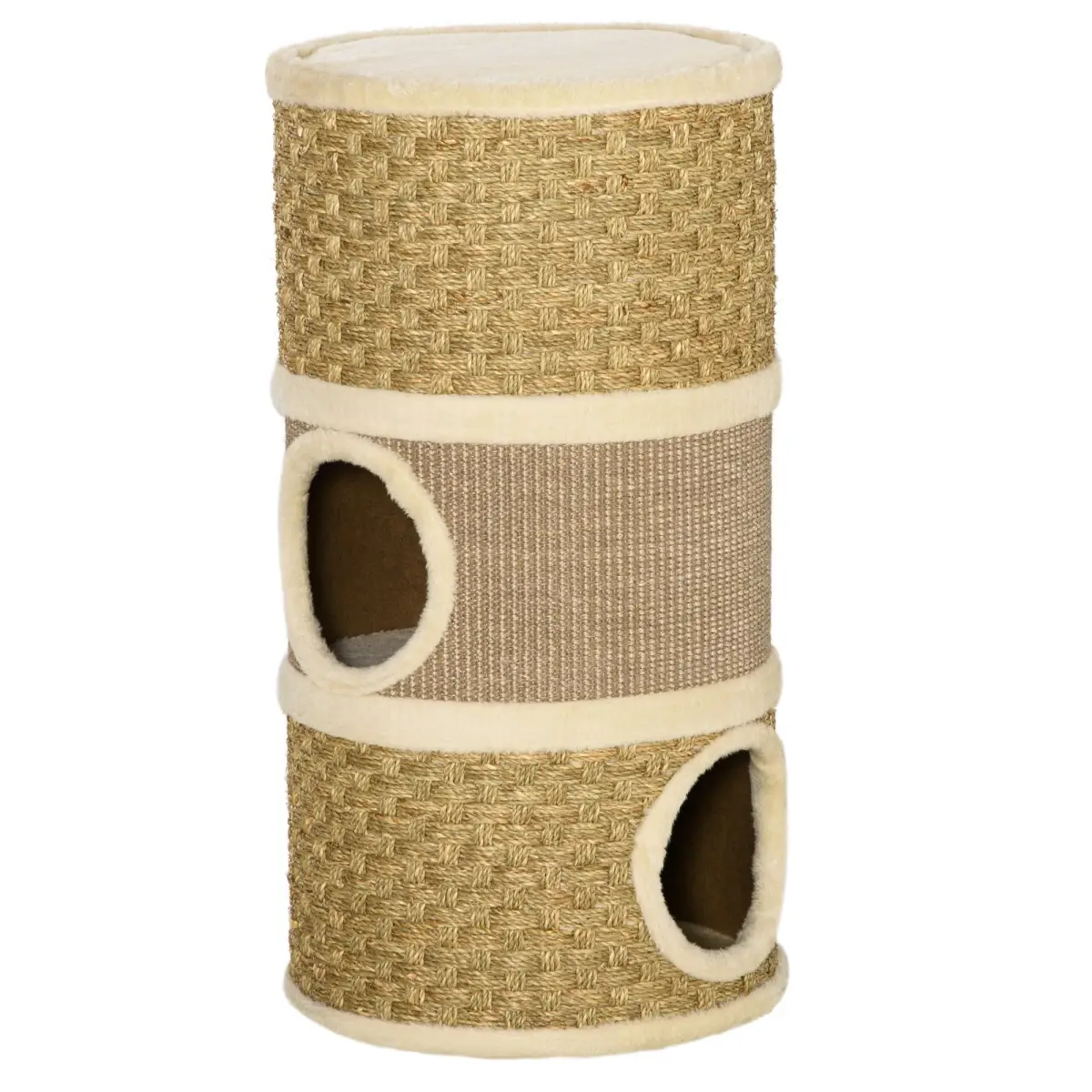 Unbranded Cat Scratching Barrel Kitten Tree Tower with Sisal and Seaweed Rope Pawhut - Cat Tree