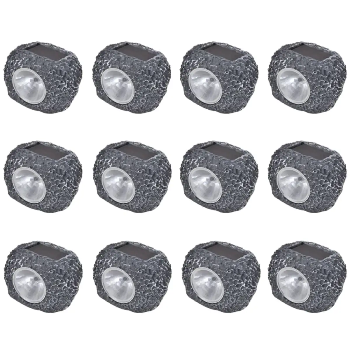vidaXL Outdoor Solar Powered LED Spotlight Stone Shape 12 pcs - Spotlight