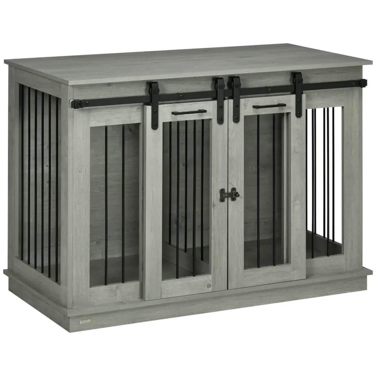 PawHut PawHut Dog Crate Furniture for Large Dogs, Double Dog Cage for Small Dogs, Grey - Dog Crate