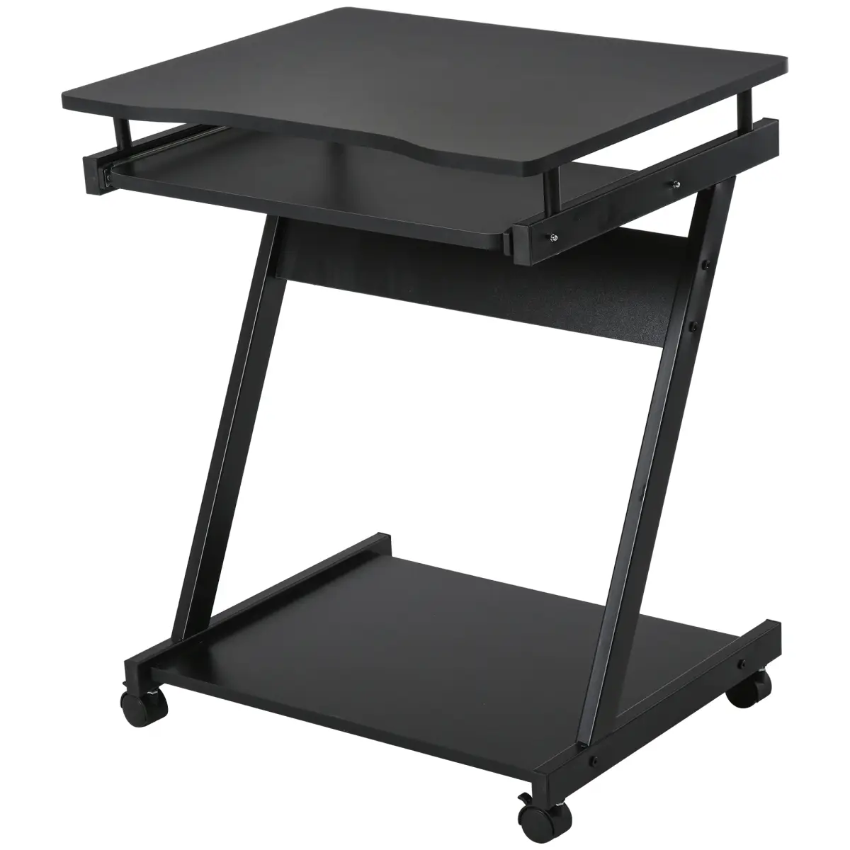 Unbranded Movable Computer Desk with 4 Moving Wheels Sliding Keyboard Tray Black - Desk