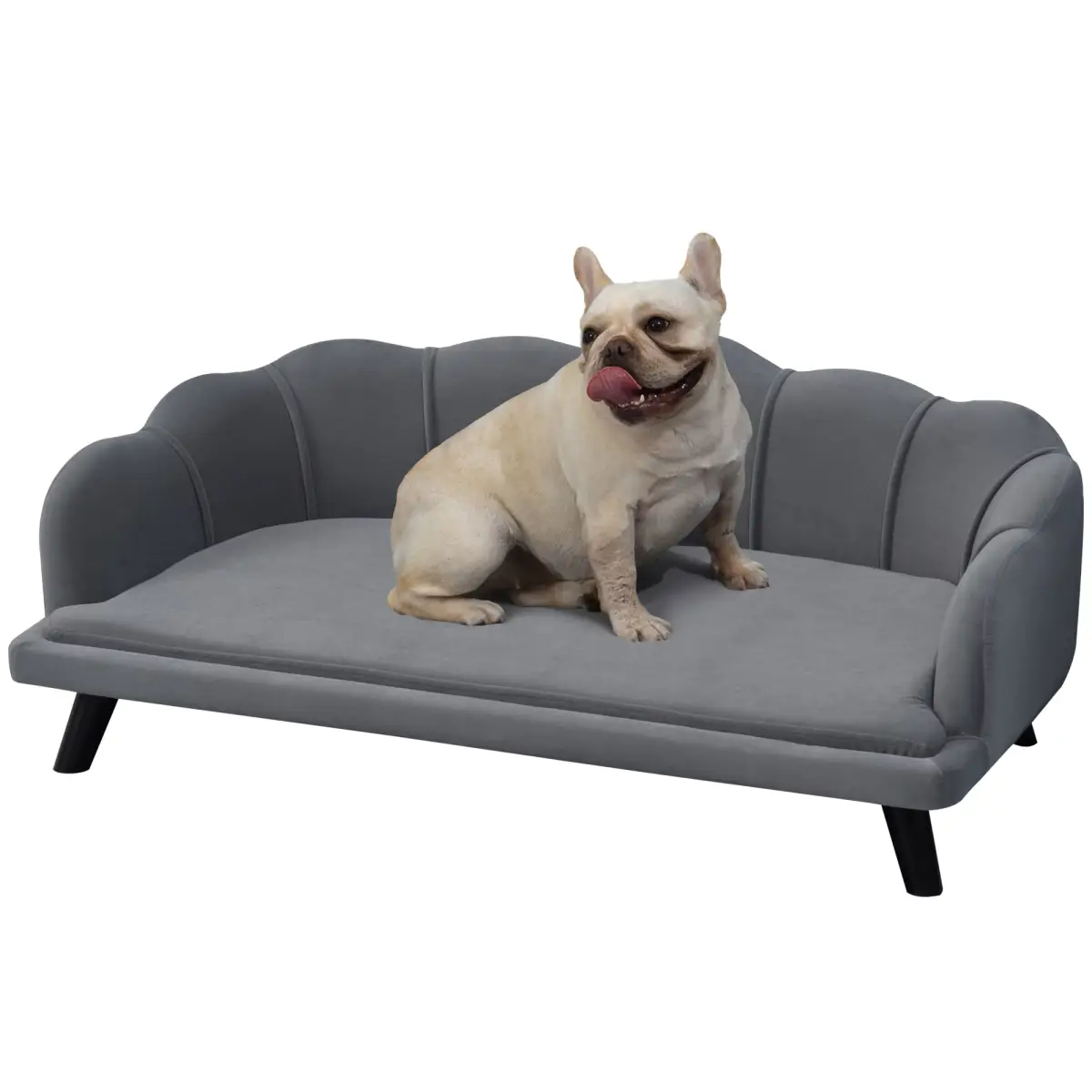 PawHut PawHut Dog Sofa, Pet Couch Bed for Medium, Large Dogs w/ Legs, Cushion - Grey - Dog Beds