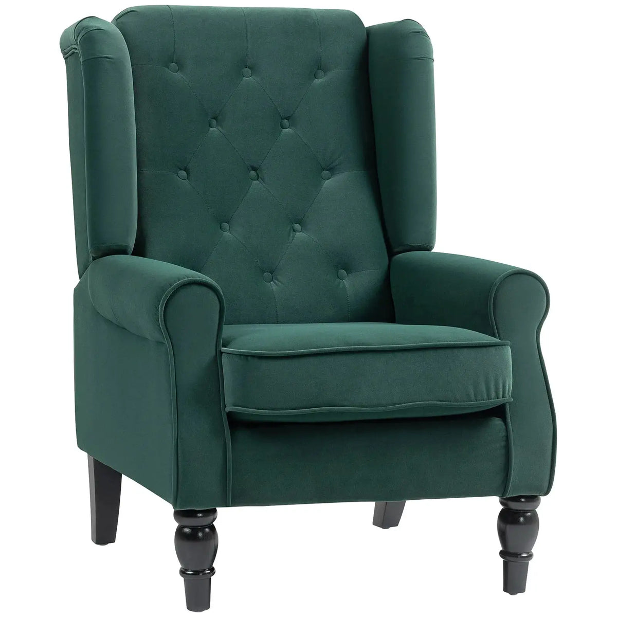 HOMCOM Wingback Accent Chair, Retro Upholstered Button Tufted Occasional Chair for Living Room and Bedroom, Green - from HOMCOM