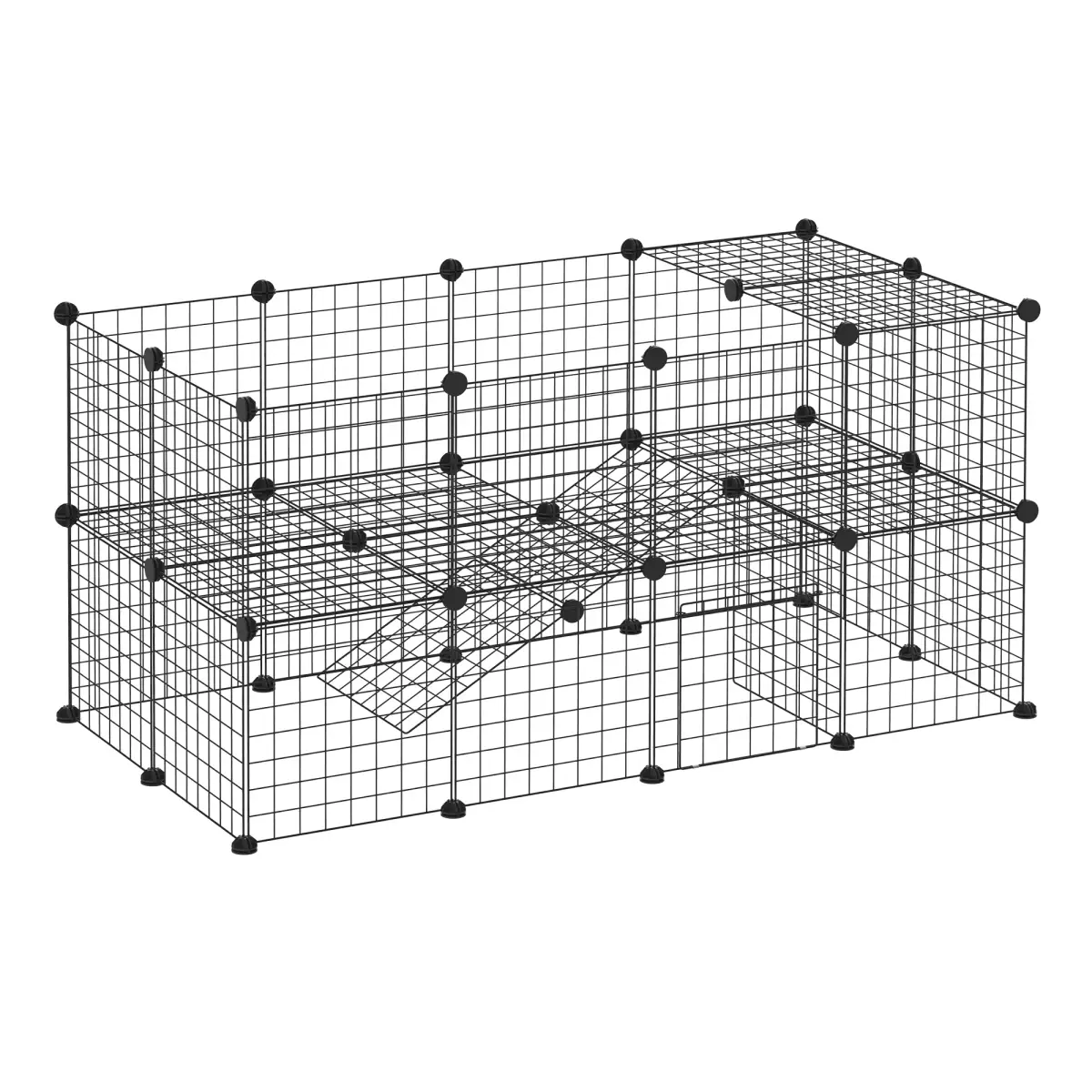 Pawhut Small Animals Cage DIY 36 Panels Pet Playpen, for Rabbit Guinea Pig Chinchilla - Pet Playpen